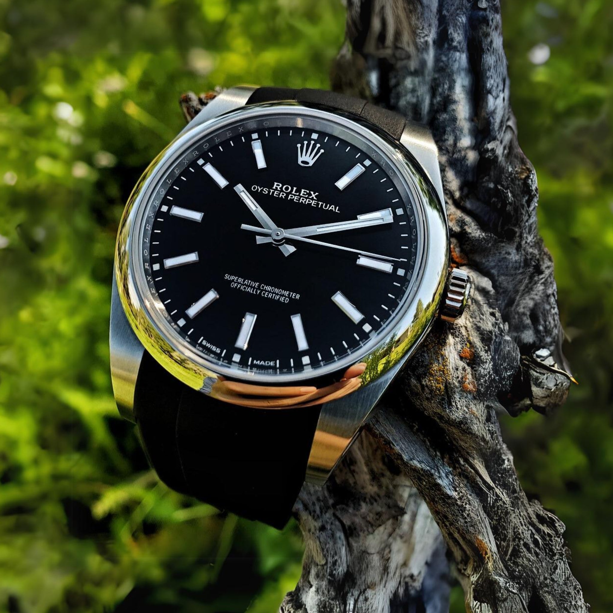 Kautschukarmband für Rolex Oyster Perpetual 39mm – Schwarz - Helvetus DE