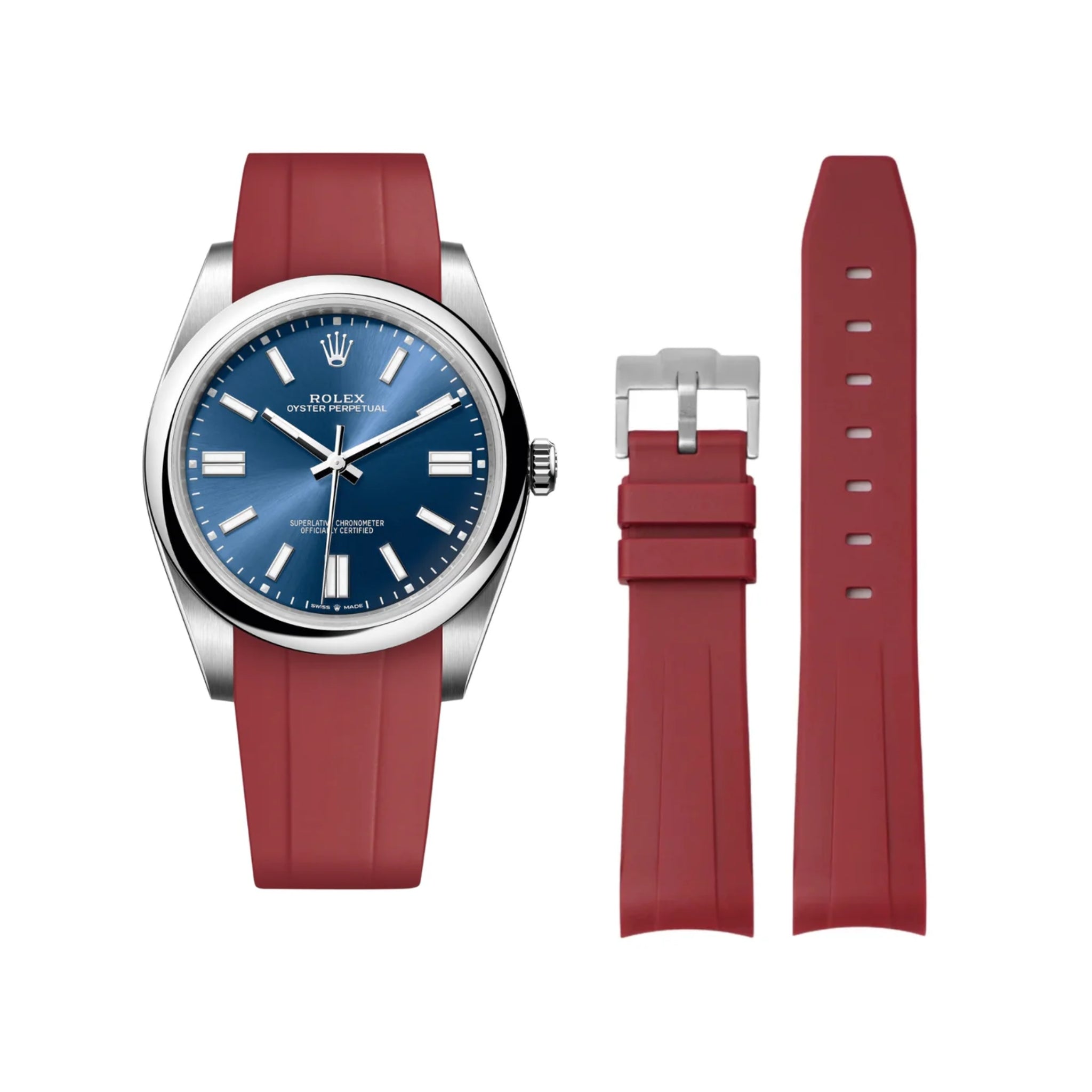 Kautschukarmband für Rolex Oyster Perpetual 41mm – Bordeaux - Helvetus DE