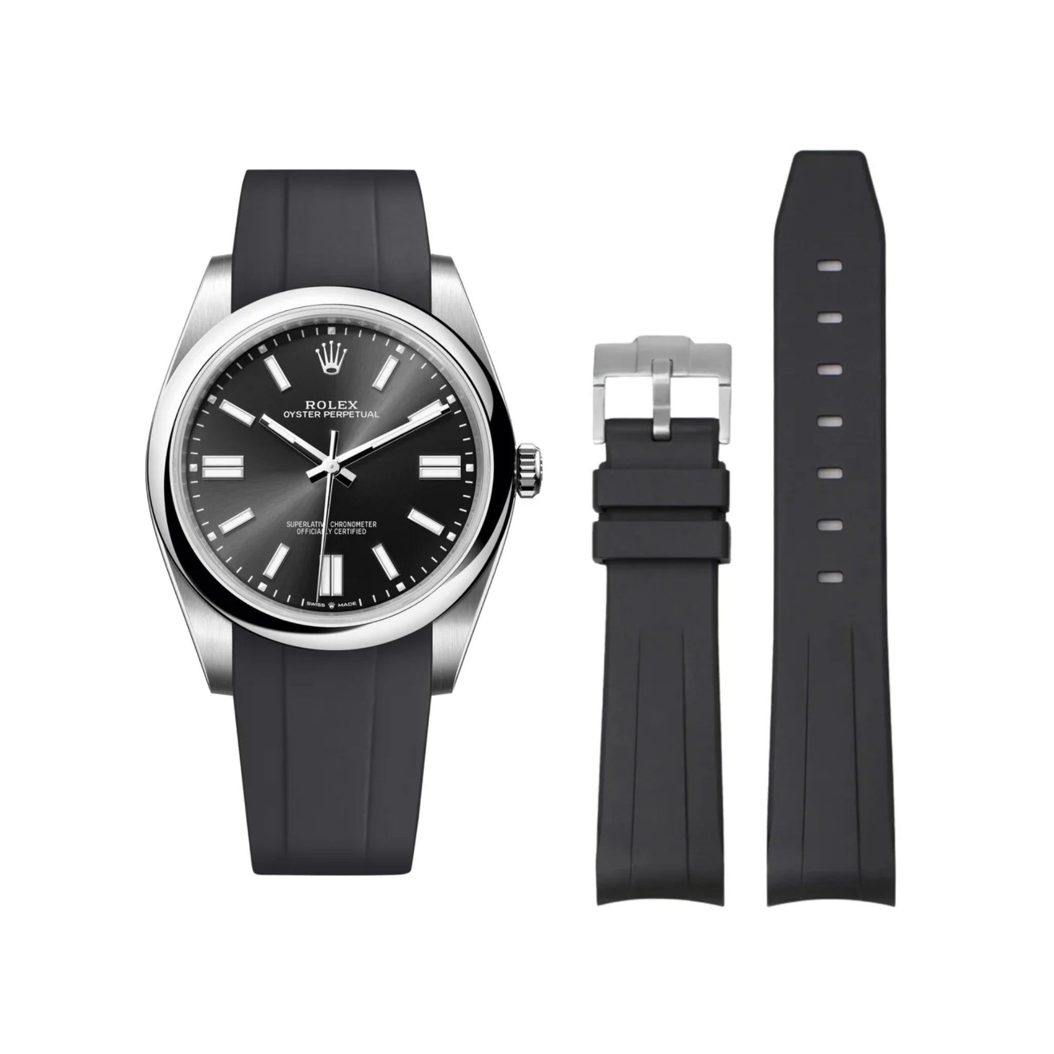 Kautschukarmband für Rolex Oyster Perpetual 41mm – Schwarz - Helvetus DE