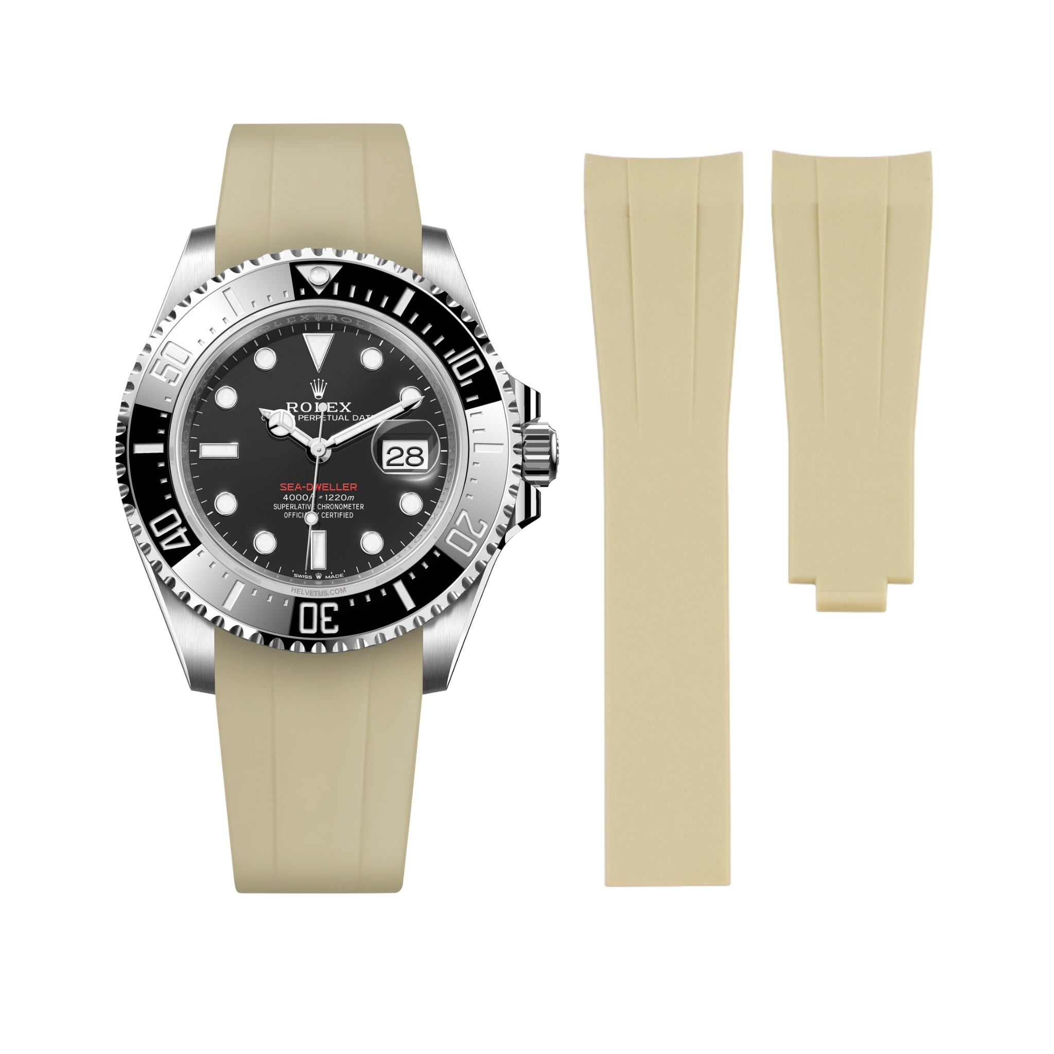 Kautschukarmband für Rolex Sea - Dweller – Beige - Helvetus DE