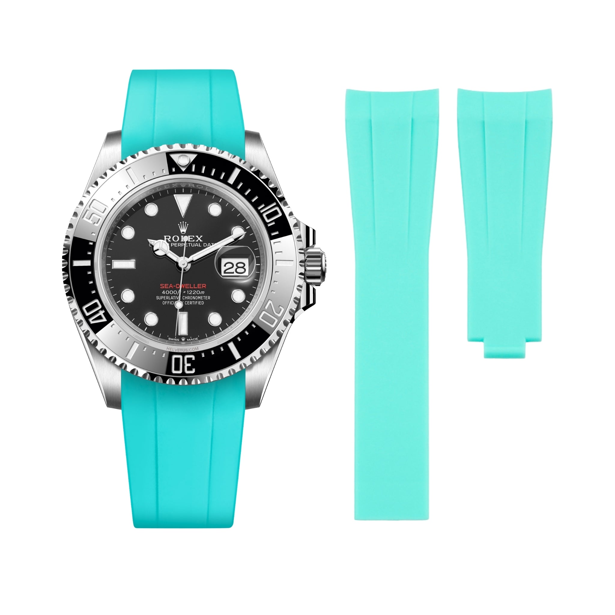 Kautschukarmband für Rolex Sea - Dweller – Türkis - Helvetus DE