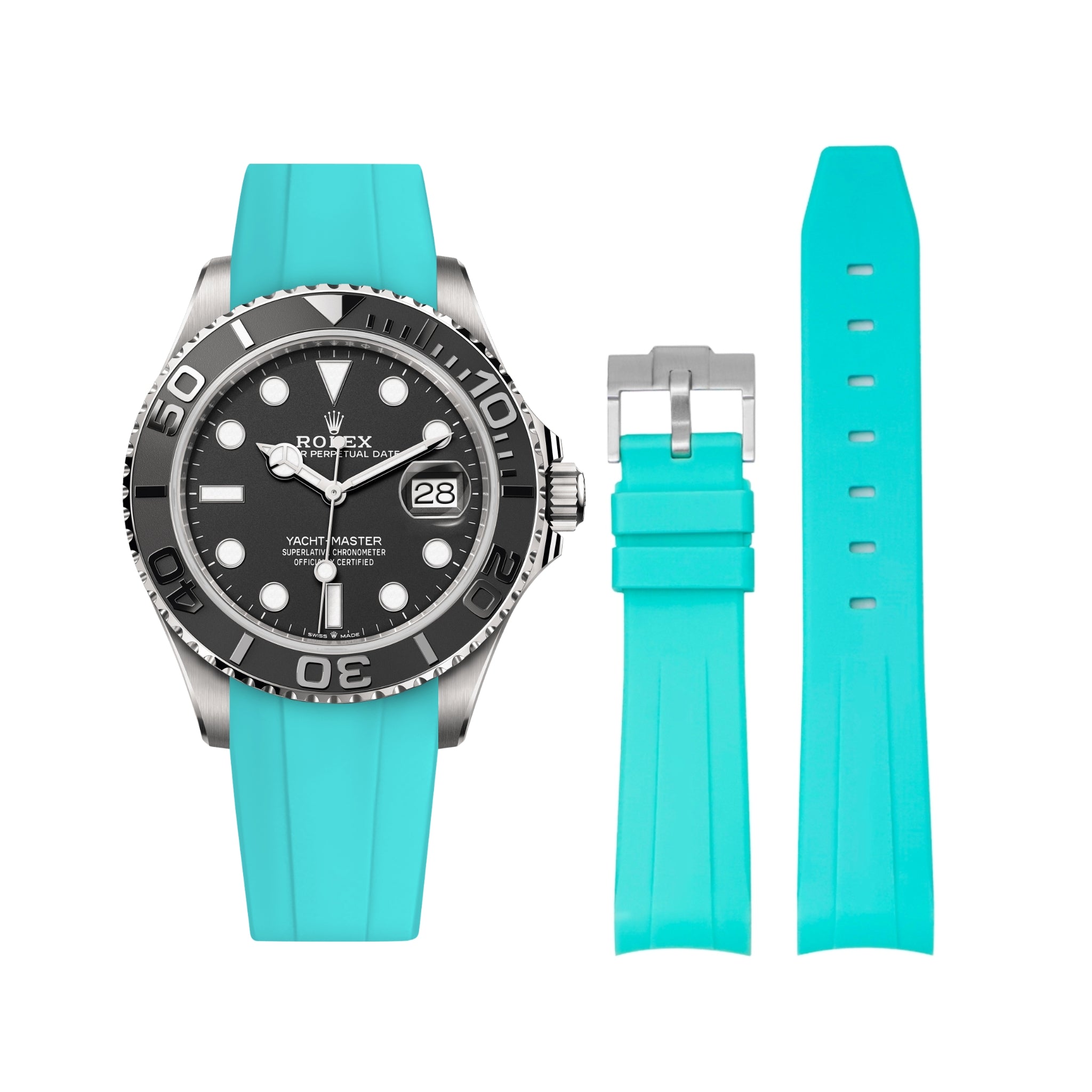Kautschukarmband für Rolex Yacht - Master 40mm/42mm – Türkis - Helvetus DE