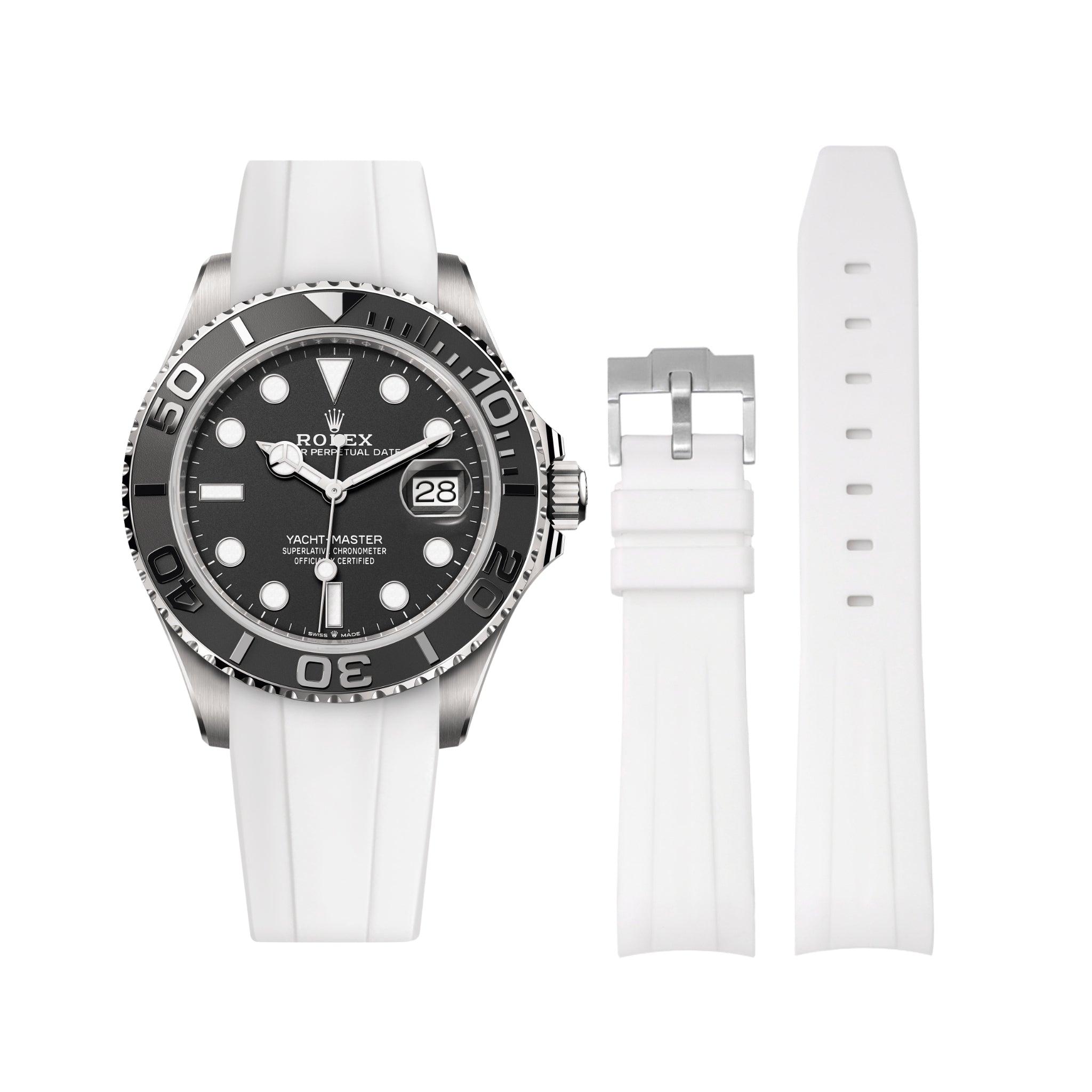 Kautschukarmband für Rolex Yacht - Master 40mm/42mm – Weiss - Helvetus DE