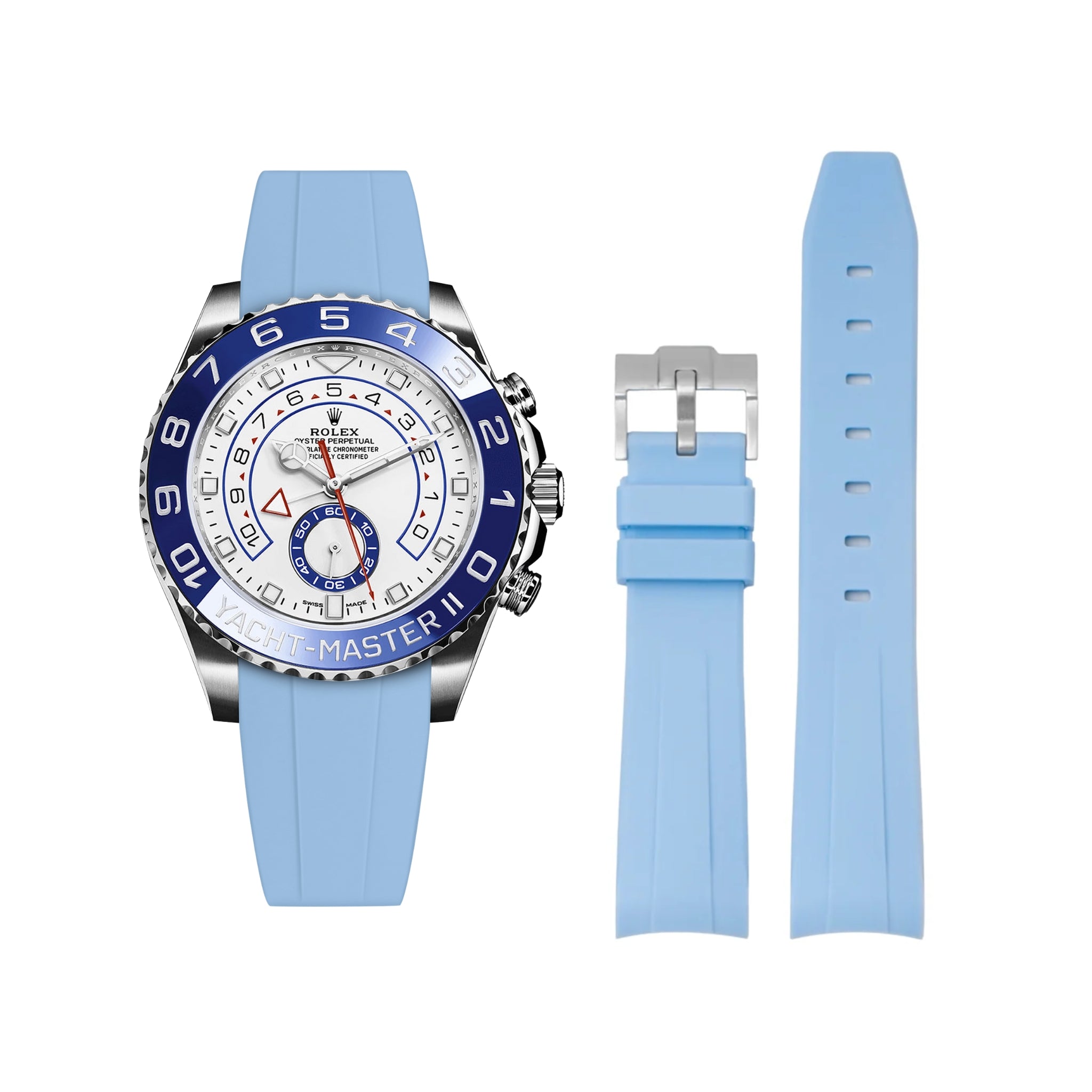 Kautschukarmband für Rolex Yacht - Master II – Baby Blau - Helvetus DE