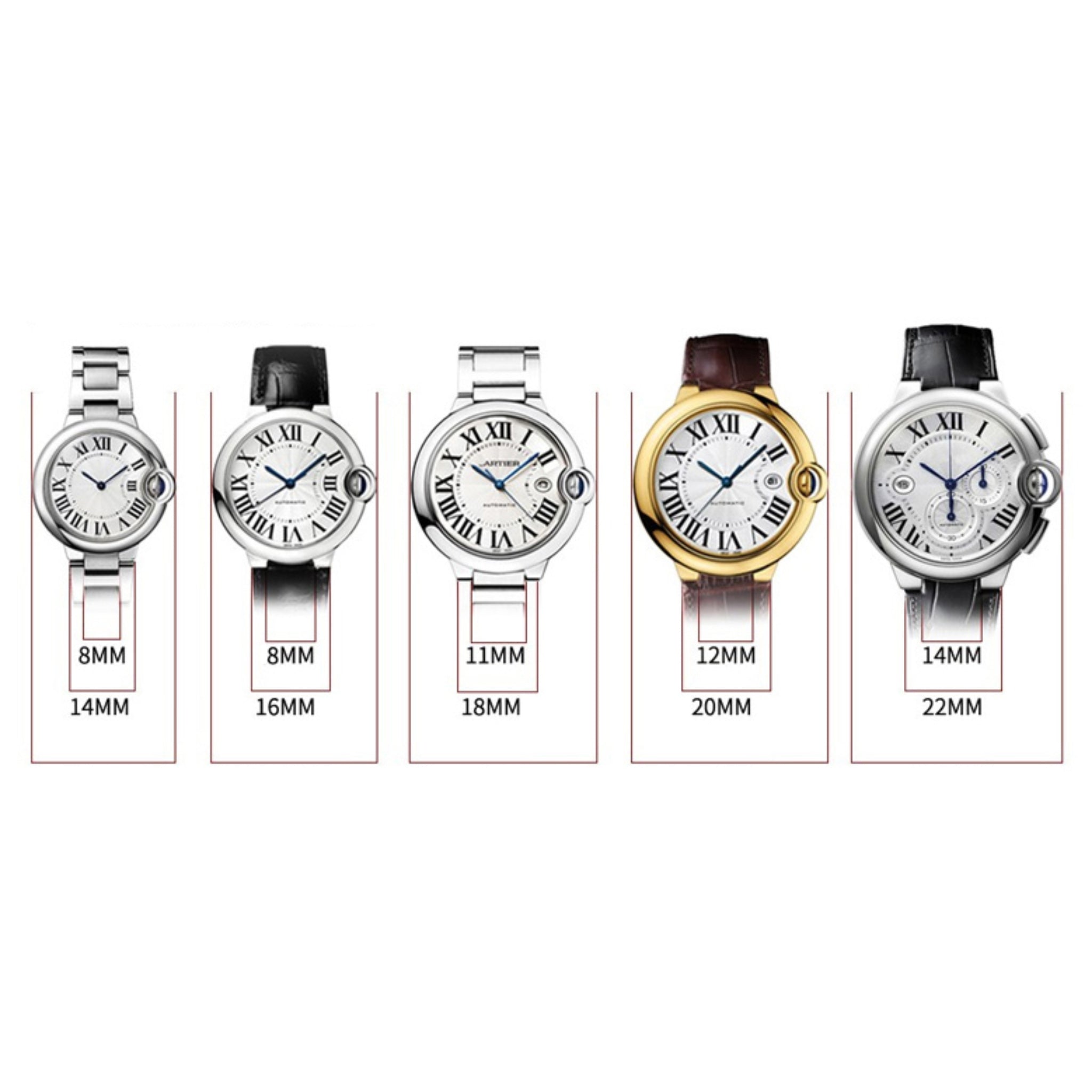 Krokodil Leder Armband für Cartier Ballon Bleu – Schwarz - Helvetus DE