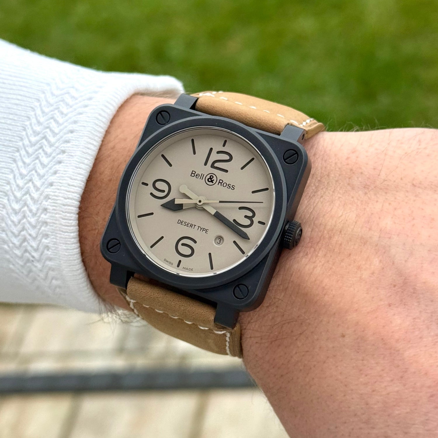 Leder Armband - fur Bell & Ross BR - 01 | BR - 03 - Beige - Helvetus DE