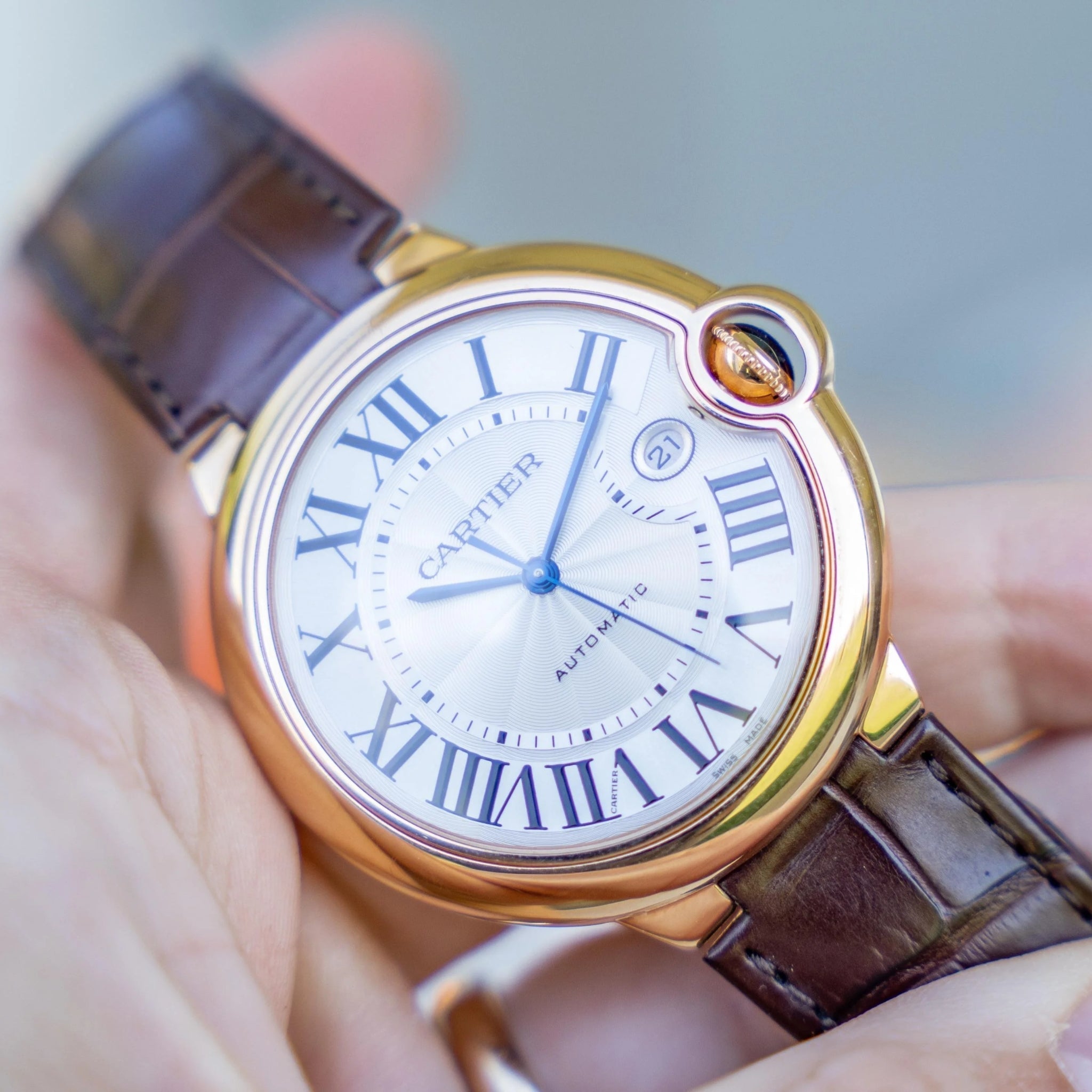 Leder Armband für Cartier Ballon Bleu – Braun - Helvetus DE