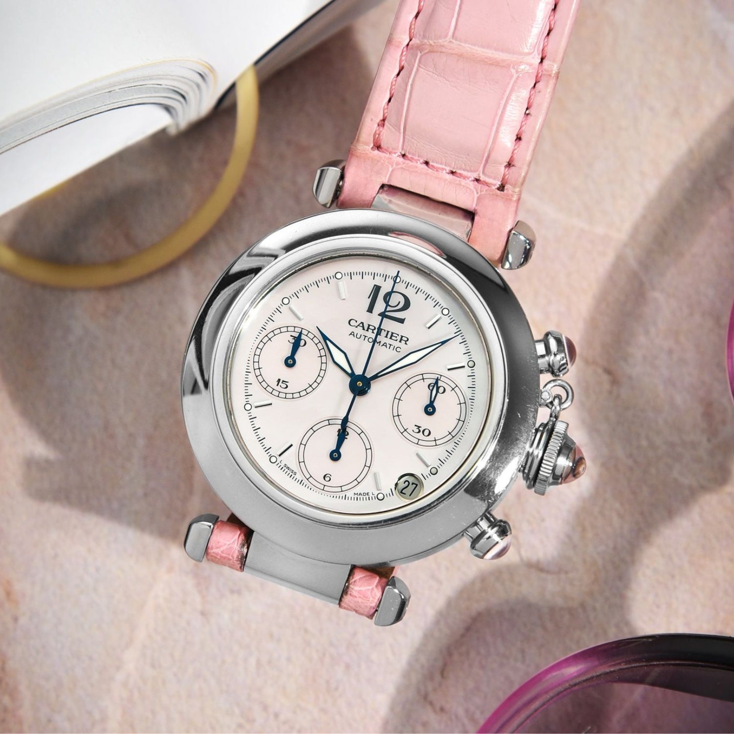 Leder Armband - für Cartier Pasha - Pink - Helvetus DE