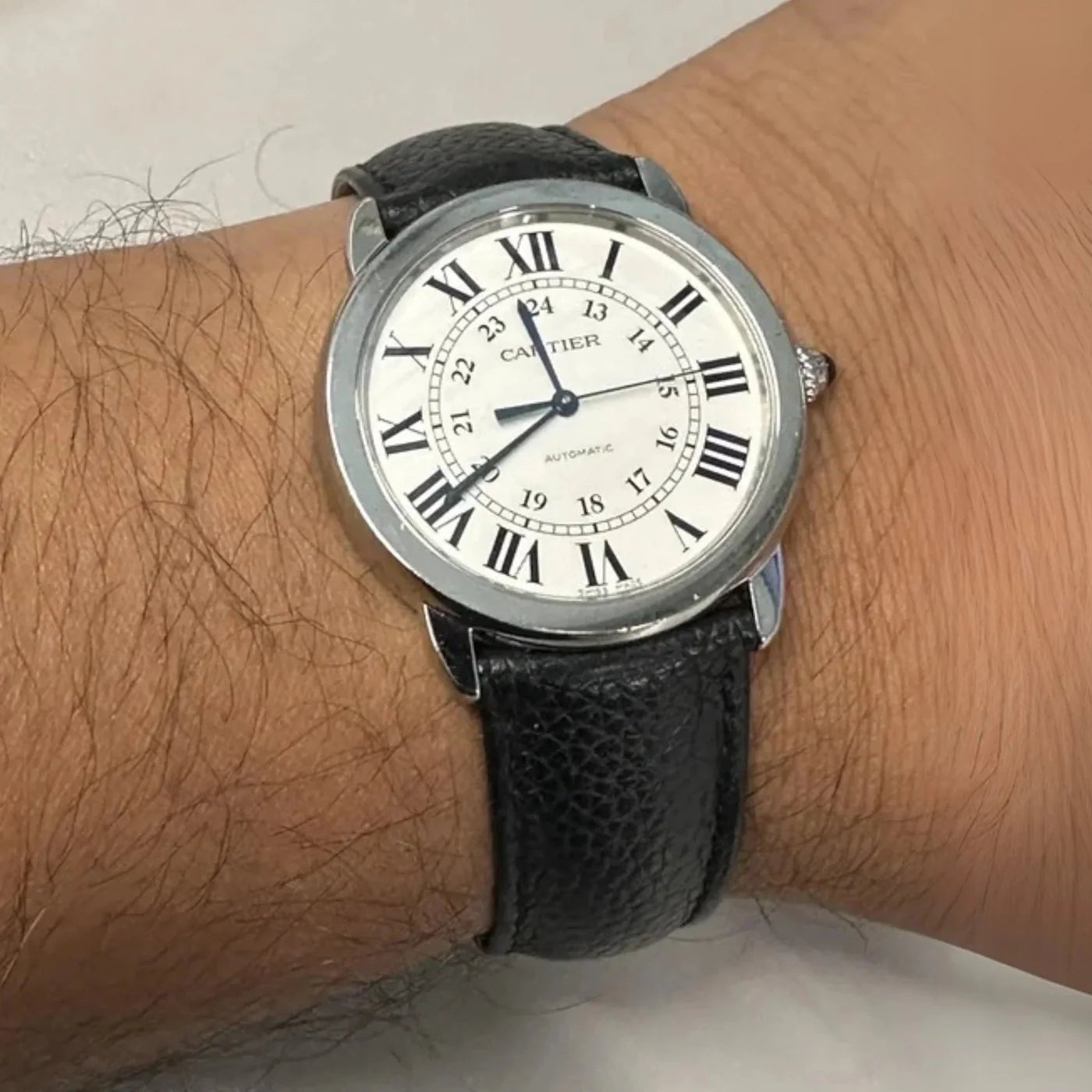 Leder Armband für Cartier Ronde Modelle – Schwarz - Helvetus DE