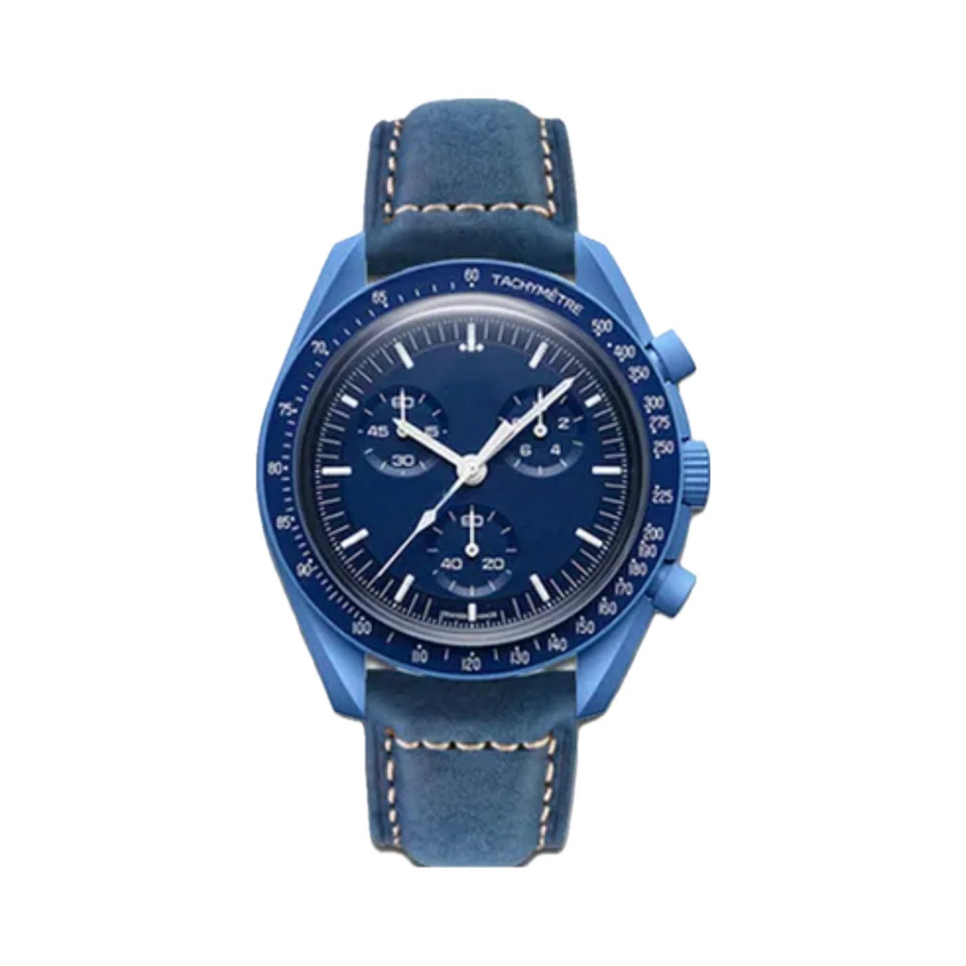 Leder Armband für MoonSwatch - Blau - Helvetus DE