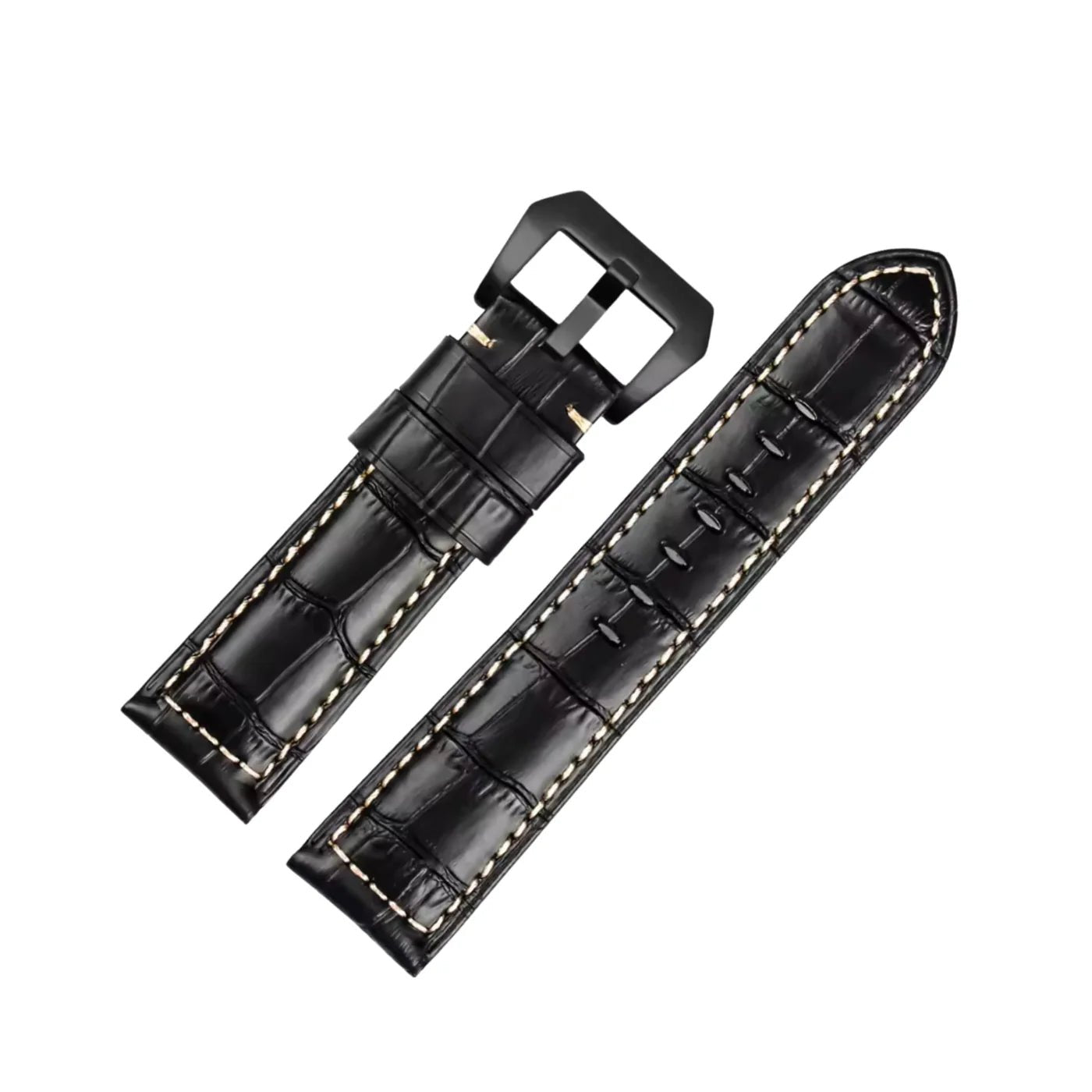 Leder Muster Armband - Für Panerai - Schwarz/Weiss - Helvetus DE