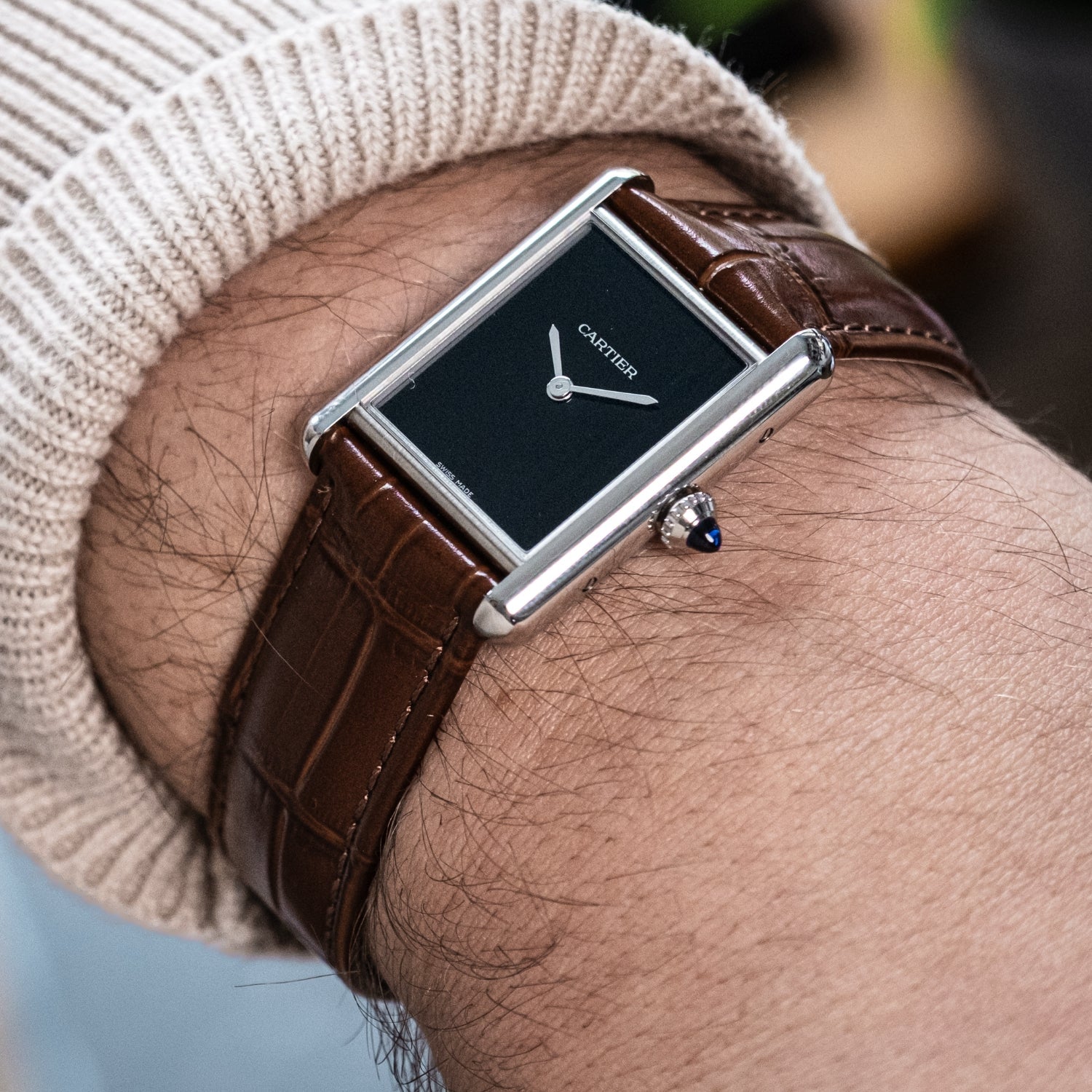 Lederarmband für Cartier Tank / Tank Solo / Tank Must – Braun - Helvetus DE