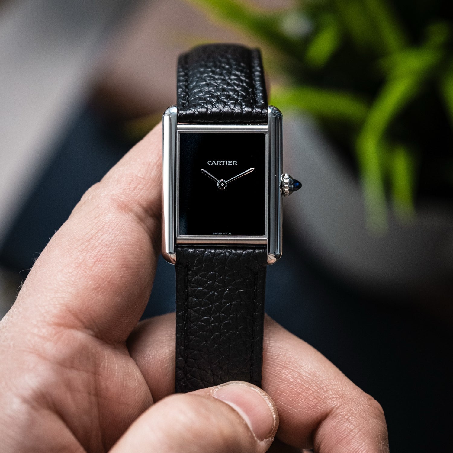 Lederarmband für Cartier Tank / Tank Solo / Tank Must – Schwarz - Helvetus DE