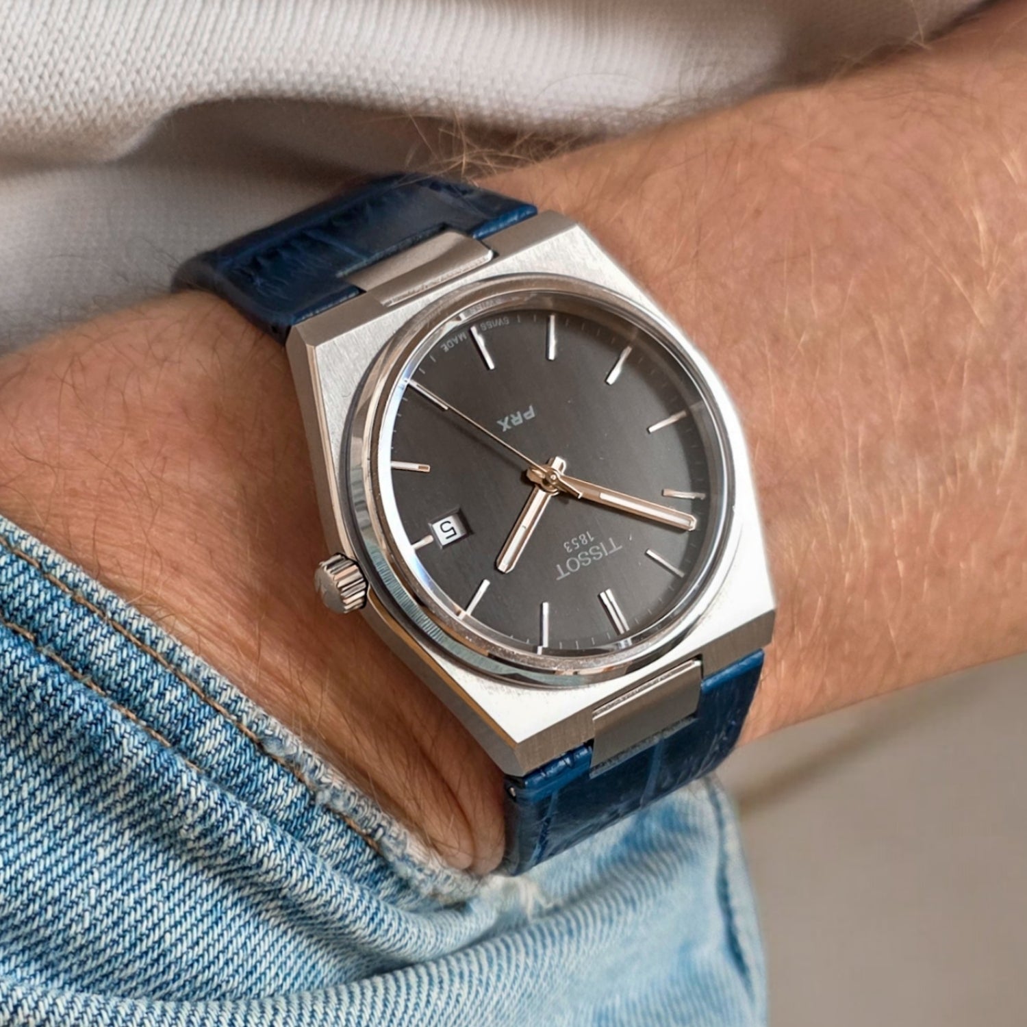 Lederarmband – Für Tissot PRX – Blau - Helvetus DE