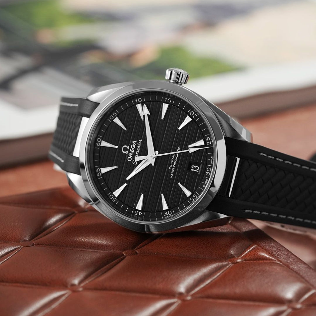 Kautschukarmband – Für Omega Seamaster Aqua Terra 300 / 150m – Schwarz/Weiß