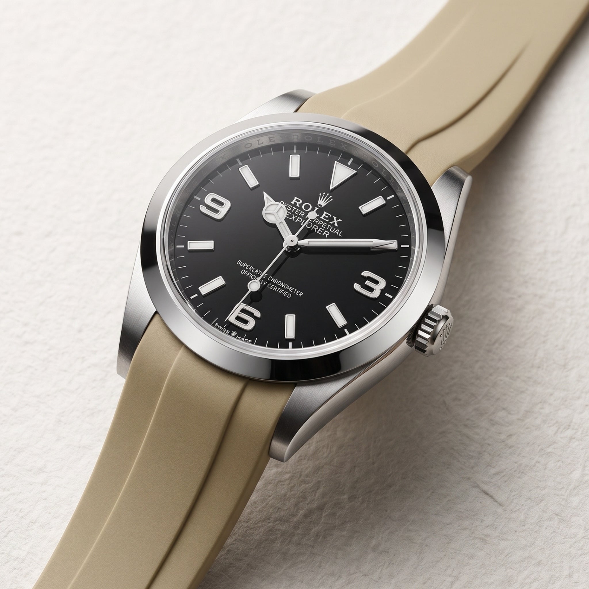 Kautschukarmband für Rolex Explorer I – Beige