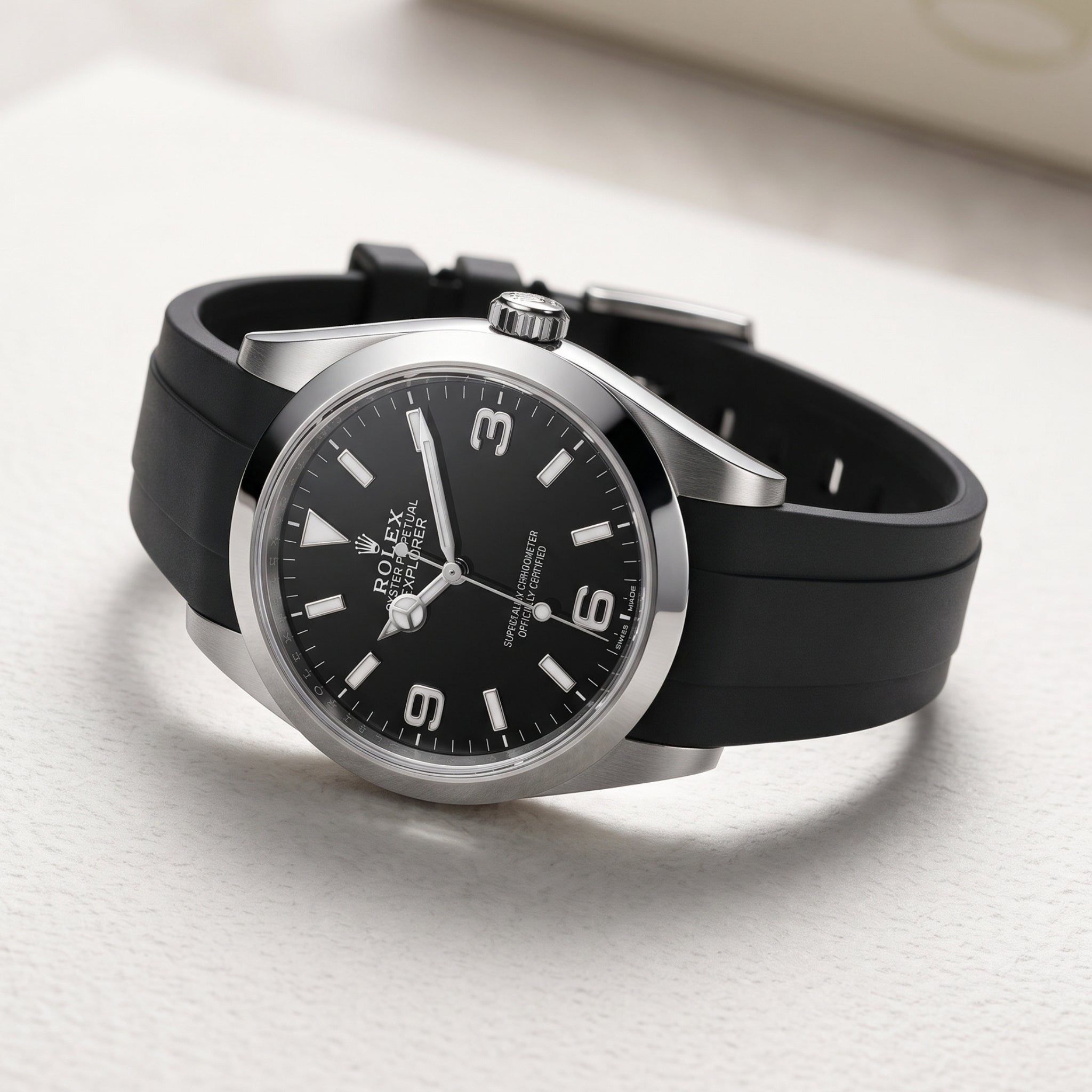 Kautschukarmband für Rolex Explorer I – Schwarz