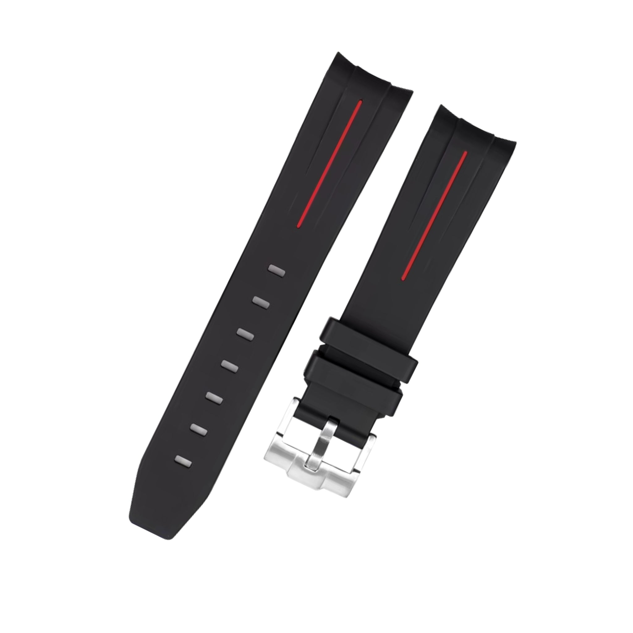 Rubber Strap - For Rolex Explorer I - Black w/Red Line | LuxLine® - Helvetus DE