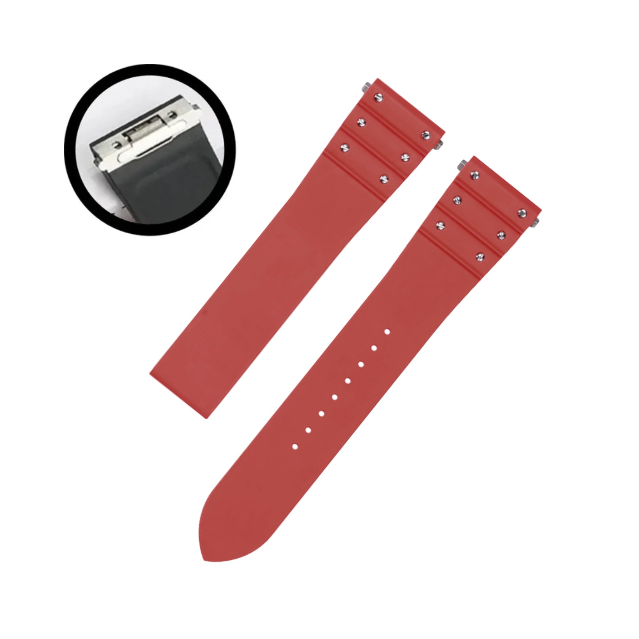 Kautschuk Armband für Cartier Santos Medium/Large – Rot mit Schrauben – Quick Switch/Release