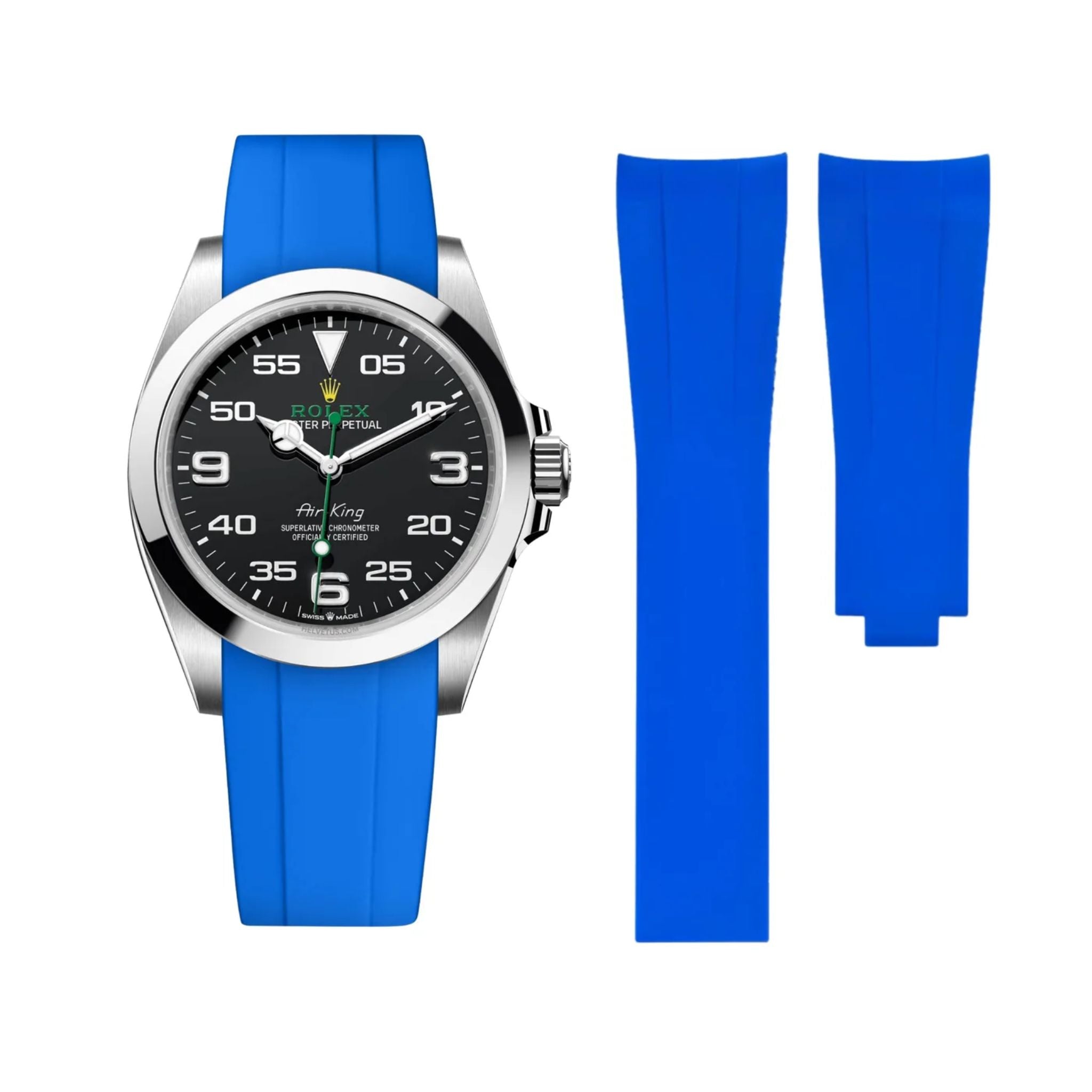 Deployant Rubber Strap - For Rolex Air - King - Blue - Helvetus