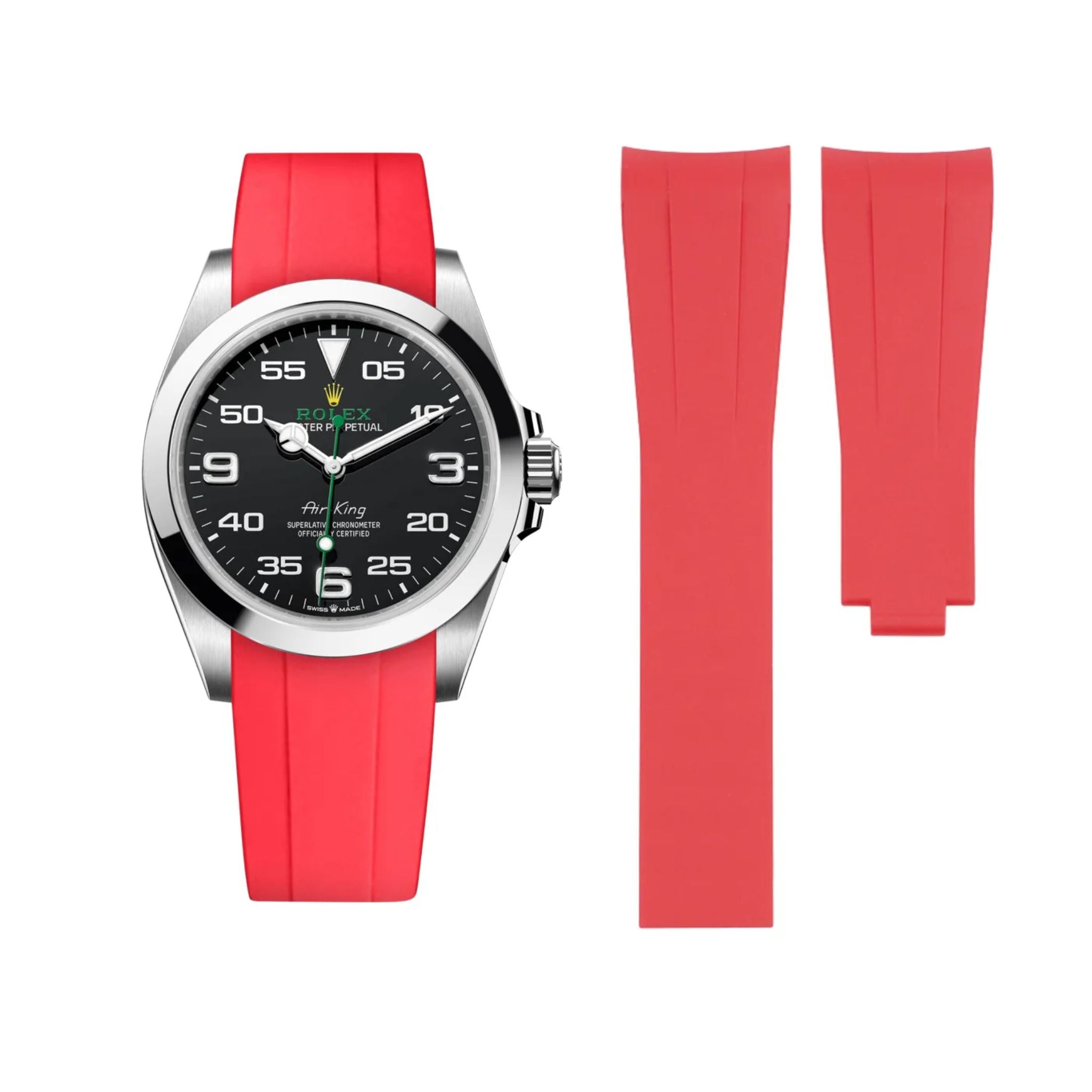 Deployant Rubber Strap - For Rolex Air - King - Red - Helvetus