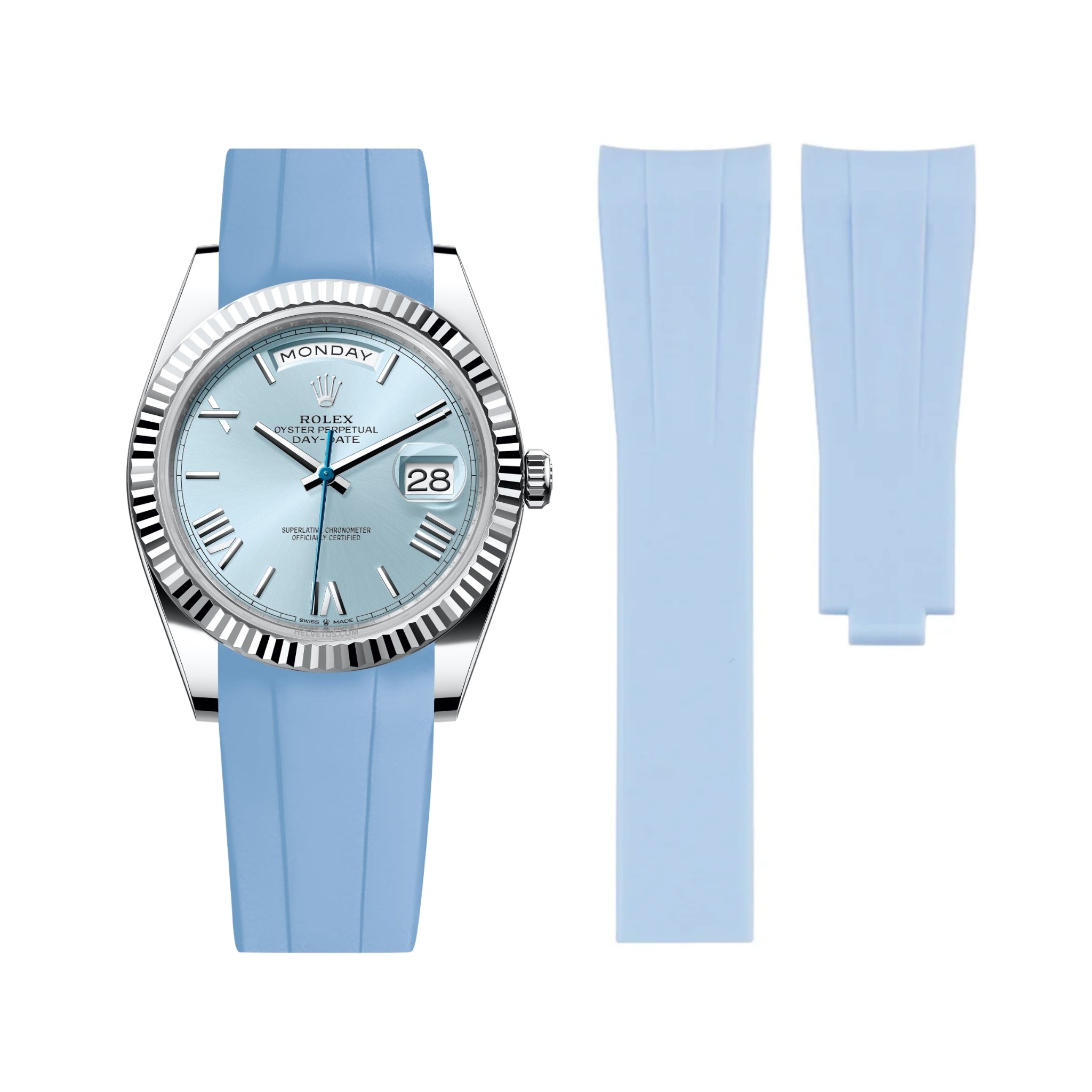 Deployant Rubber Strap - For Rolex Day - Date 40 - Baby Blue - Helvetus