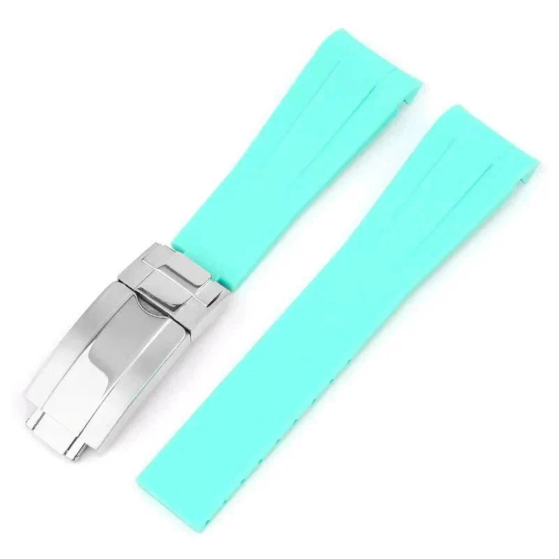 Deployant Rubber Strap - For Rolex Day - Date II 41mm - Turquoise - Helvetus