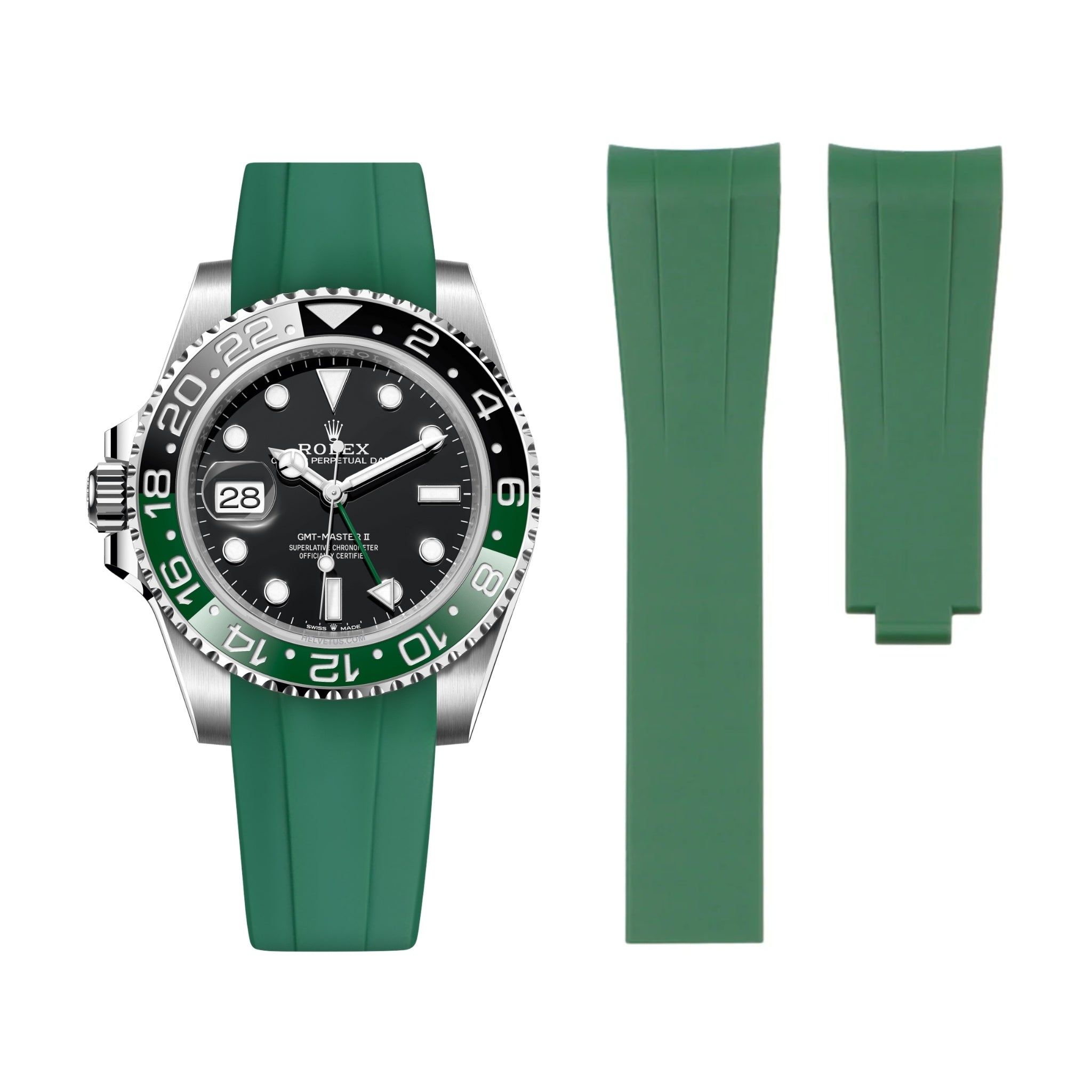 Deployant Rubber Strap - For Rolex GMT - Master II - Green - Helvetus