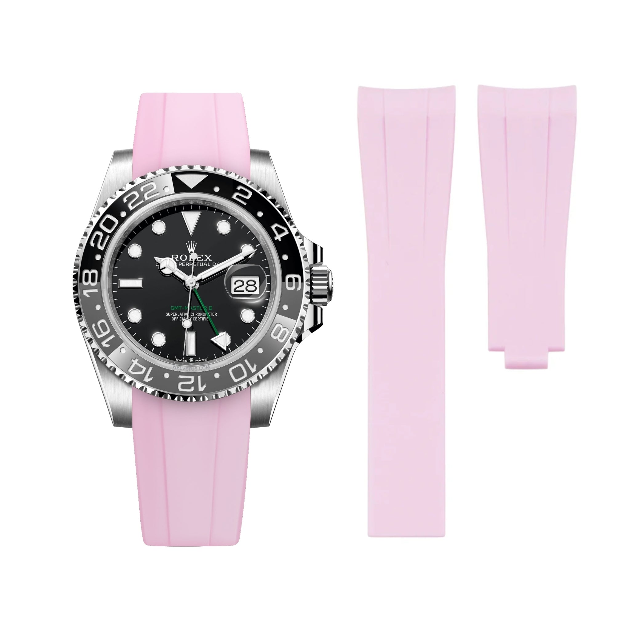 Deployant Rubber Strap - For Rolex GMT - Master II - Pink - Helvetus