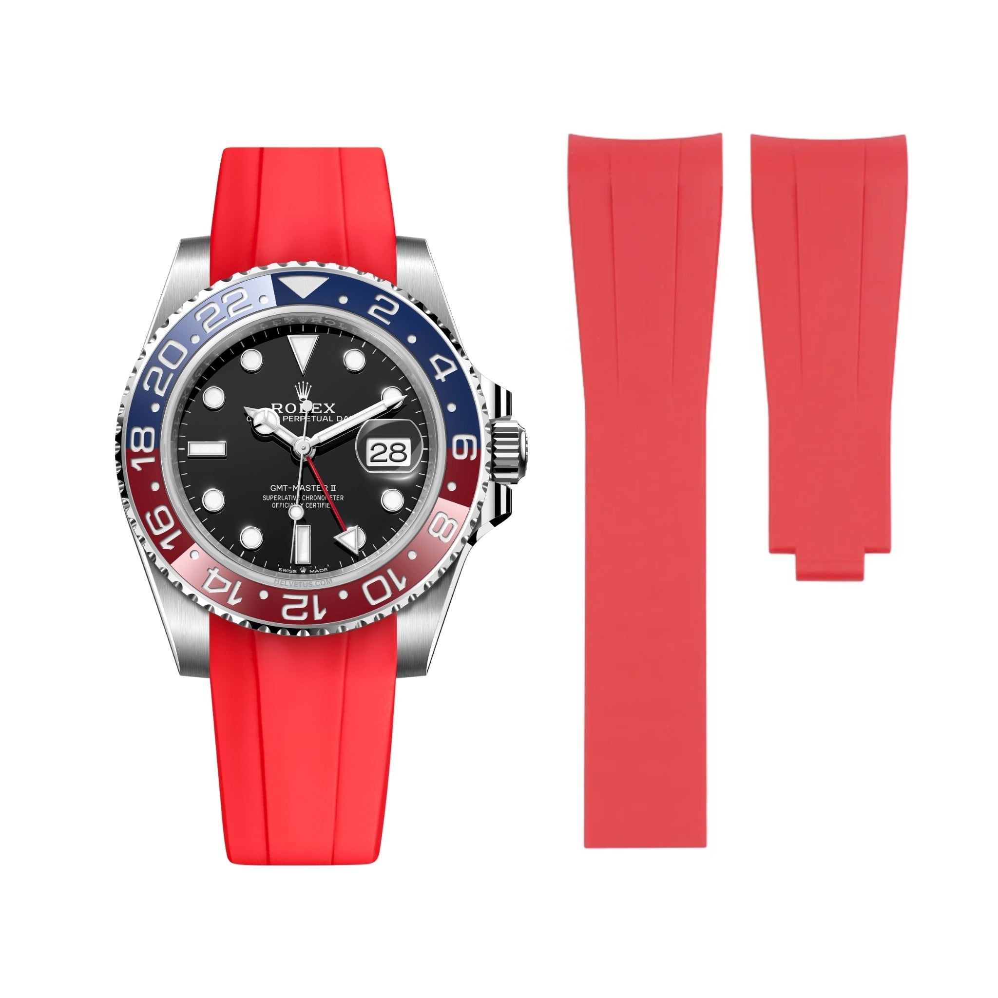 Deployant Rubber Strap - For Rolex GMT - Master II - Red - Helvetus