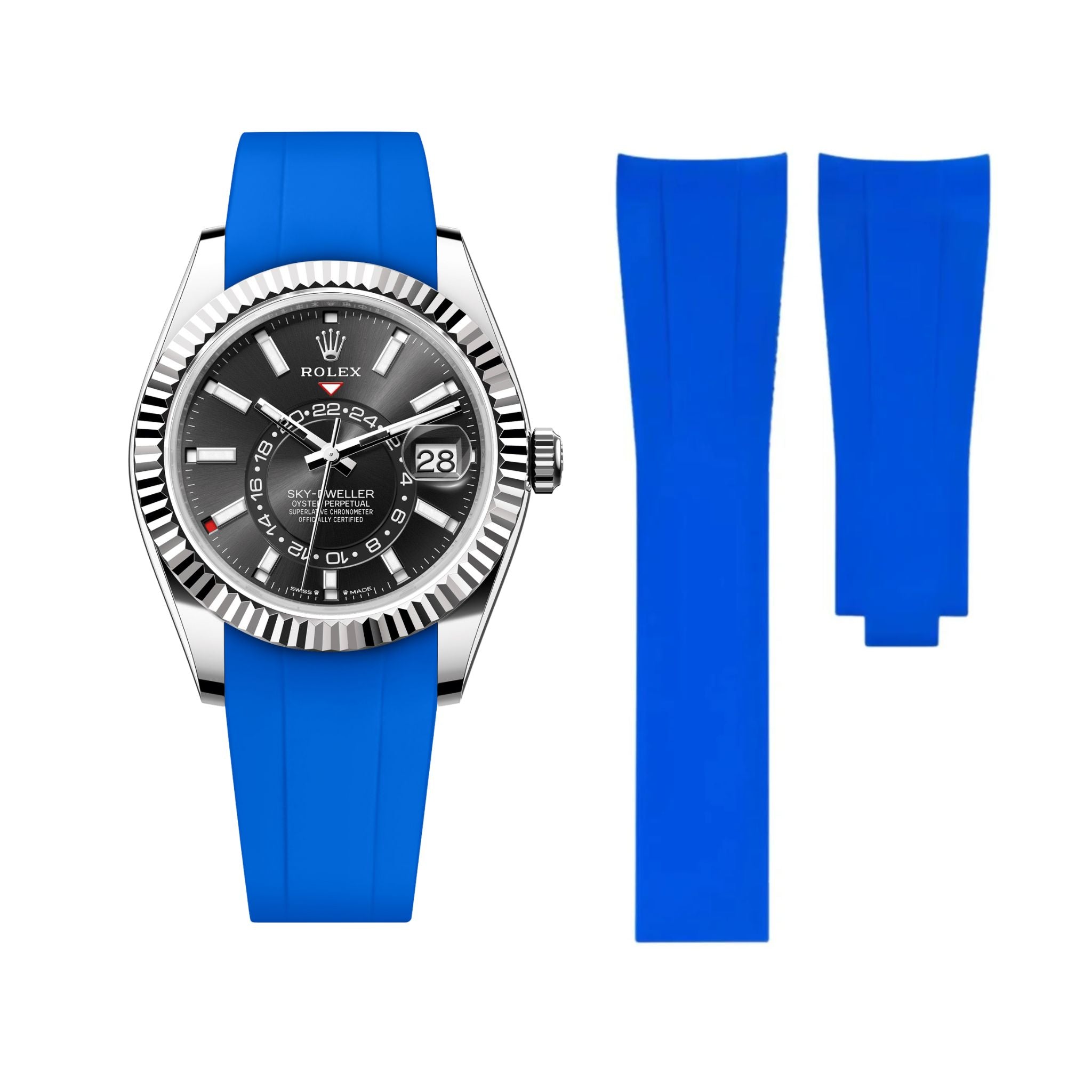 Deployant Rubber Strap - For Rolex Sky - Dweller - Blue - Helvetus