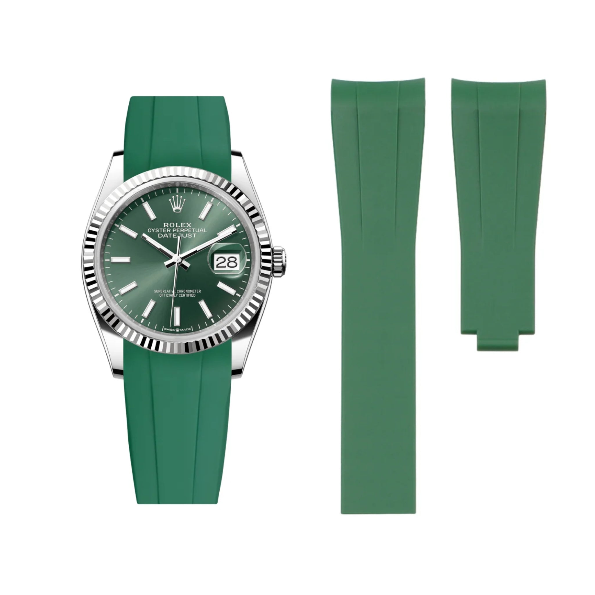 Deployant Strap - For Rolex Datejust 36 - Green - Helvetus