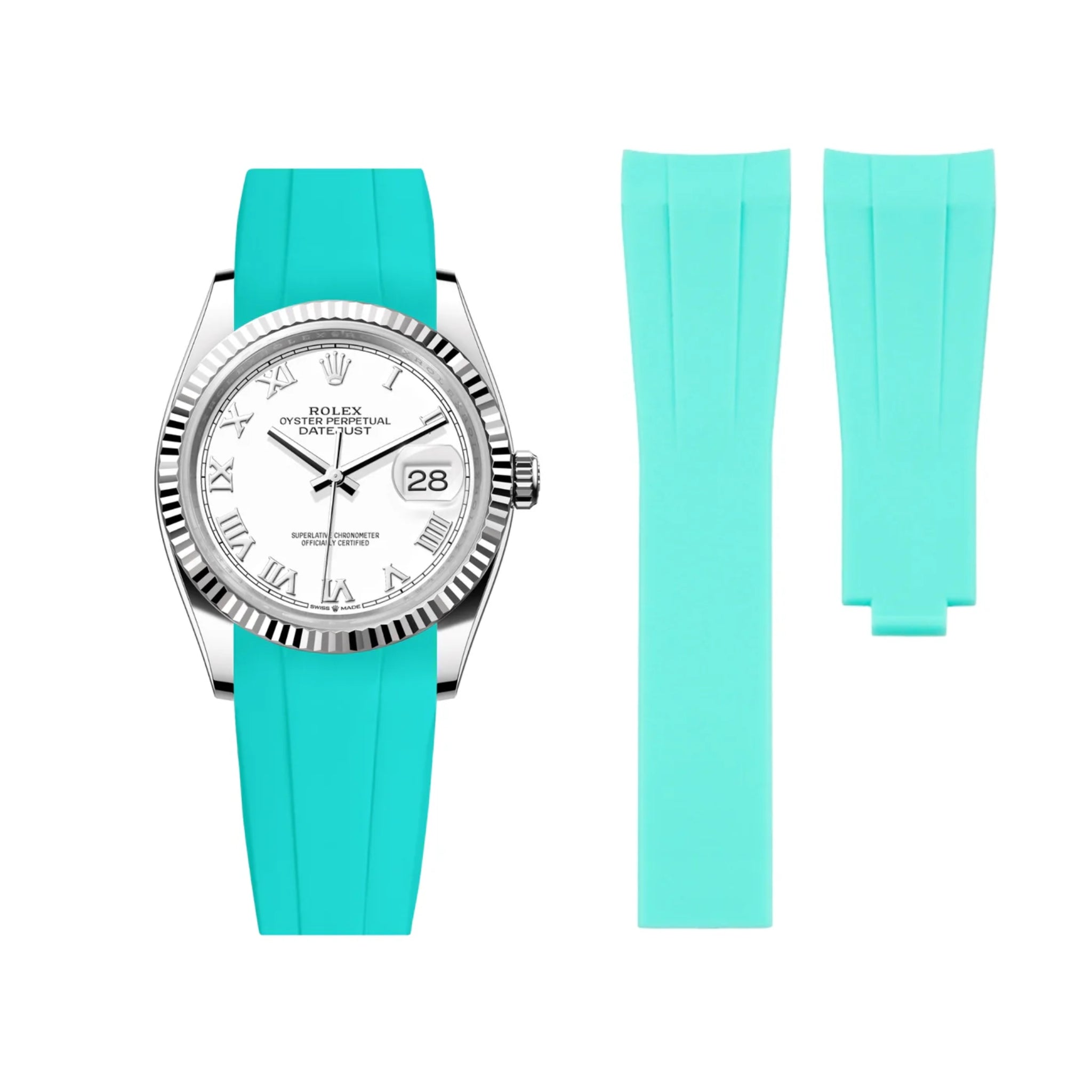 Deployant Strap - For Rolex Datejust 36 - Turquoise - Helvetus