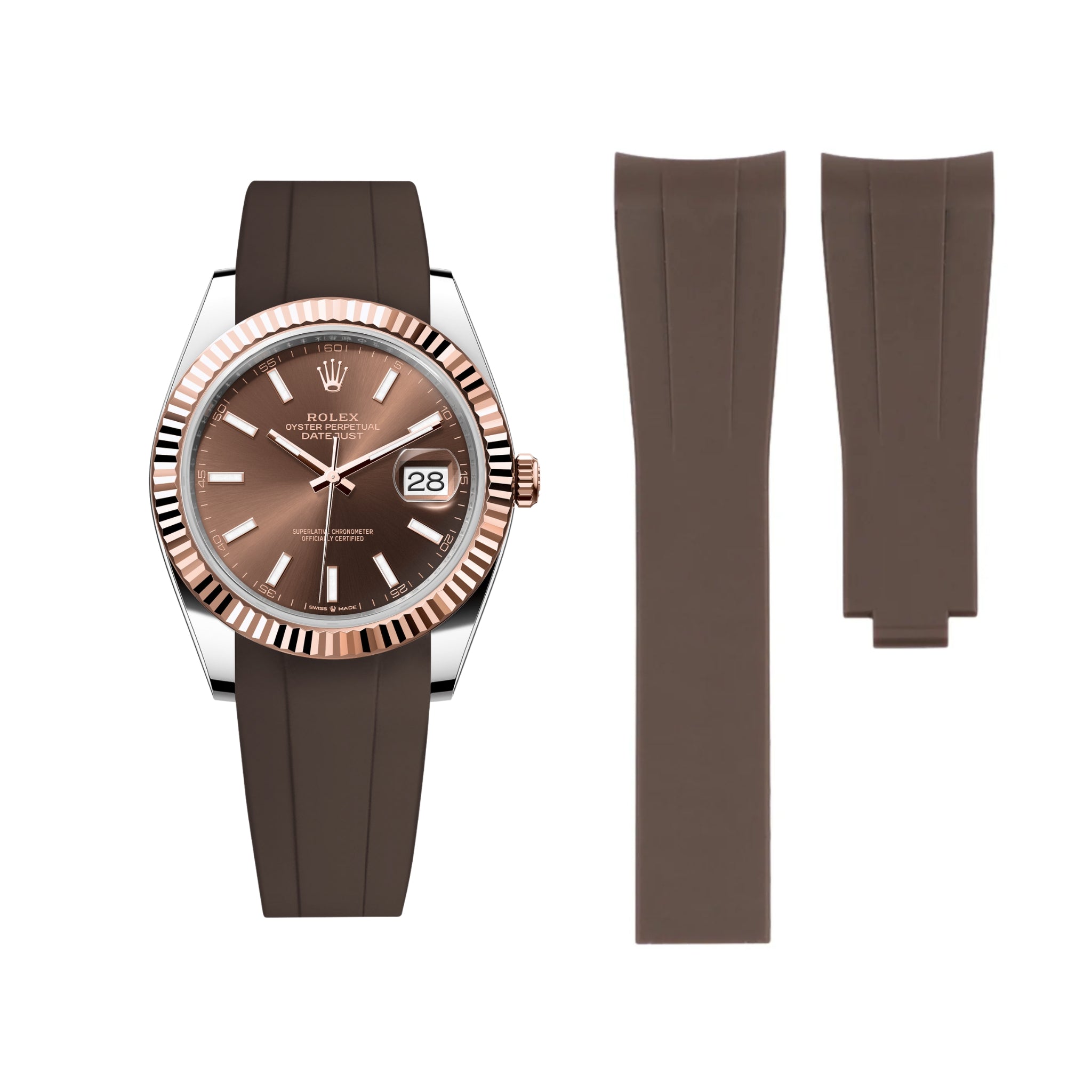 Deployant Strap - For Rolex Datejust 41mm - Brown - Helvetus