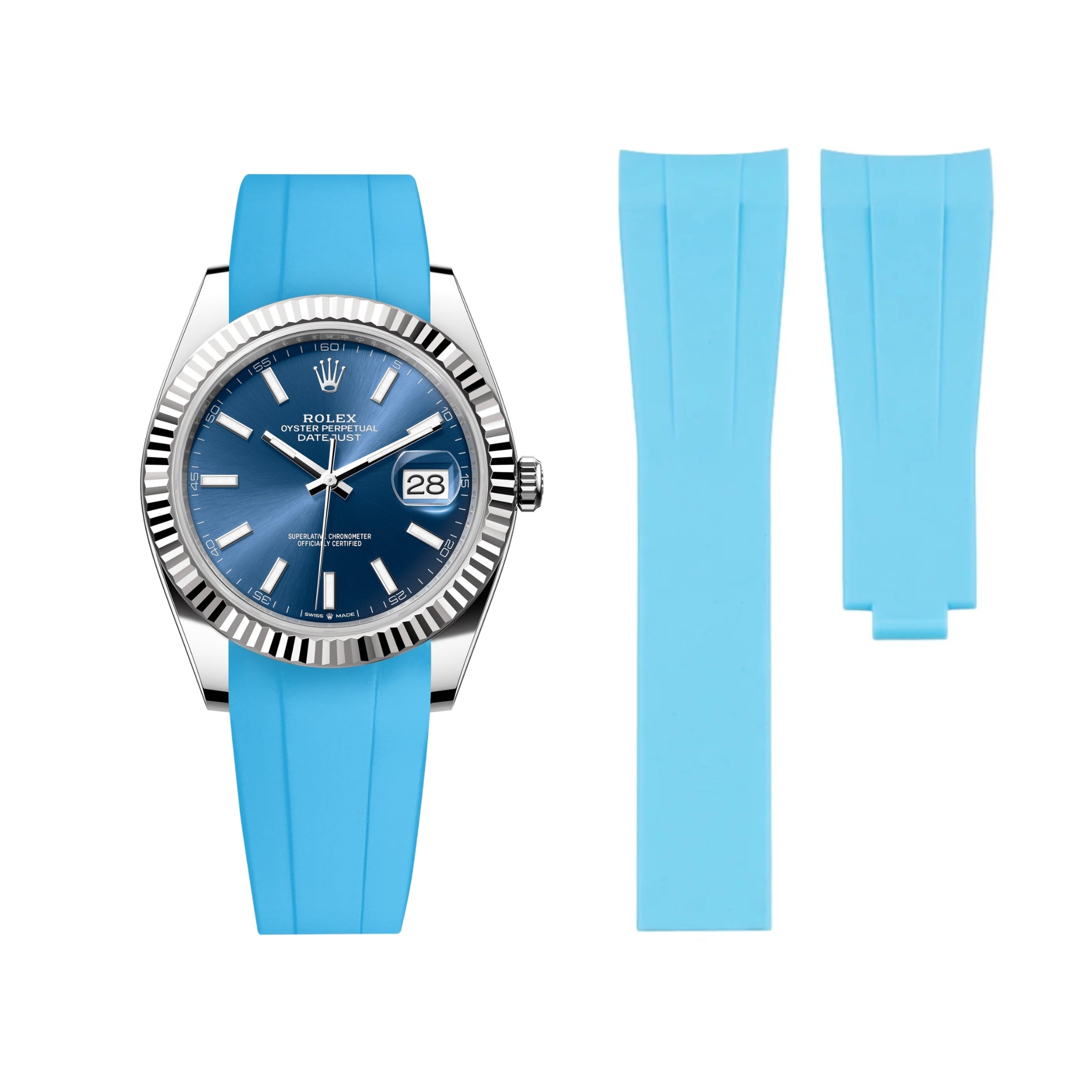 Deployant Strap - For Rolex Datejust 41mm - Light Blue - Helvetus