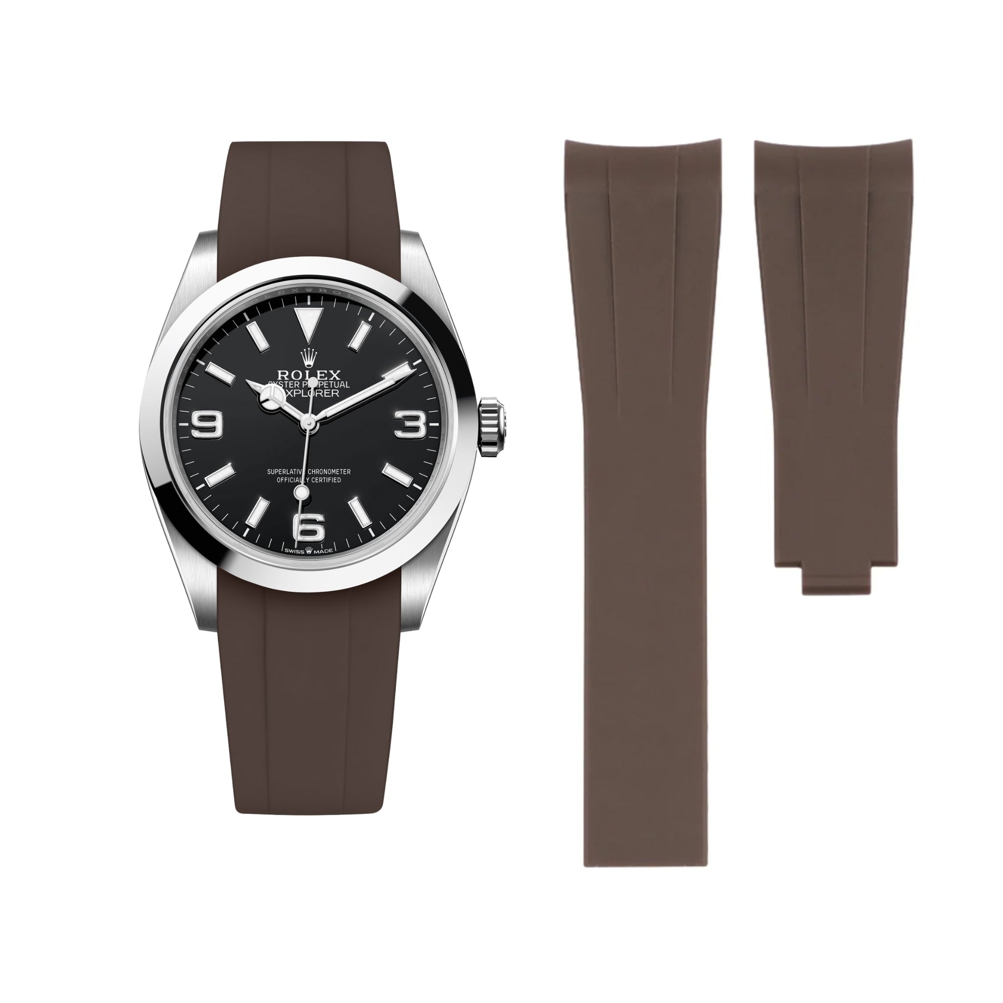 Deployant Strap - For Rolex Explorer I - Brown - Helvetus