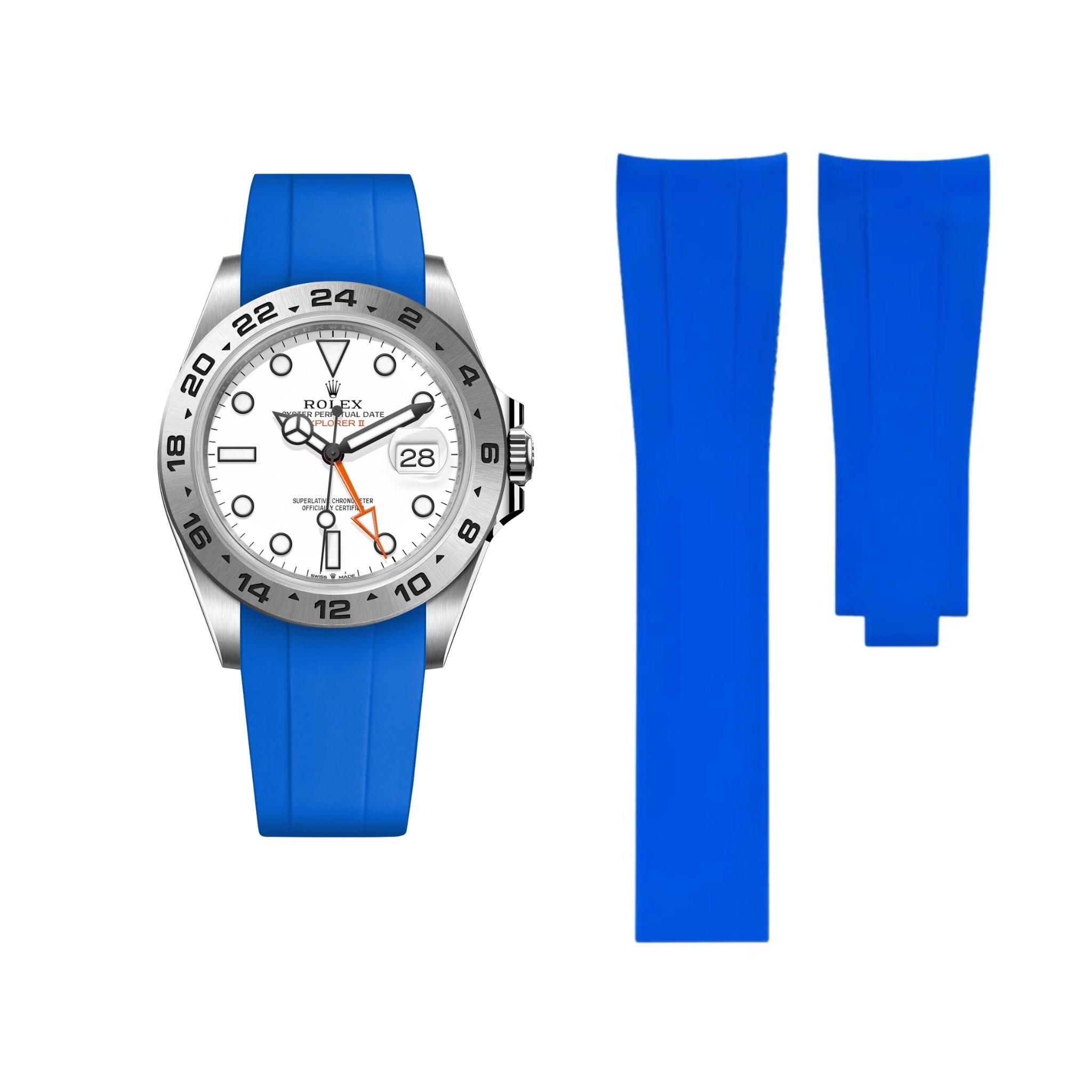 Deployant Strap - For Rolex Explorer II - Blue - Helvetus