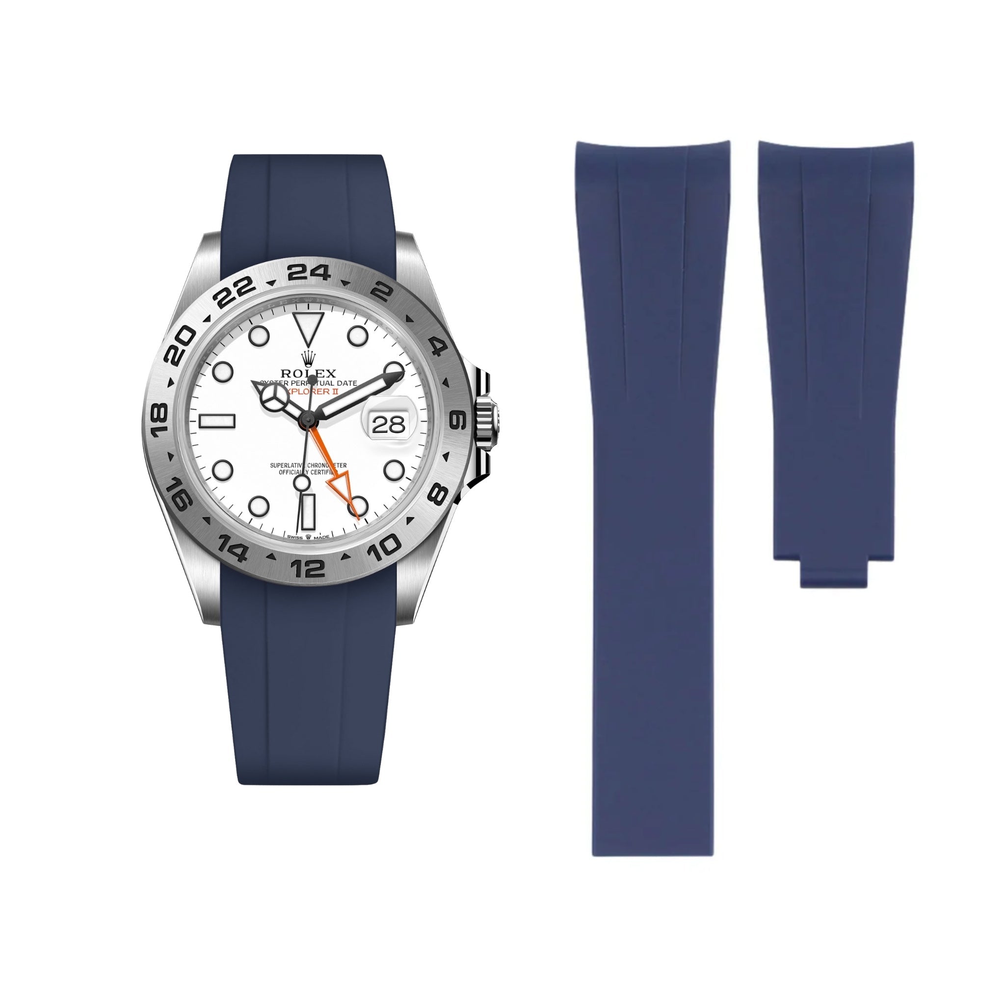 Deployant Strap - For Rolex Explorer II - Navy Blue - Helvetus