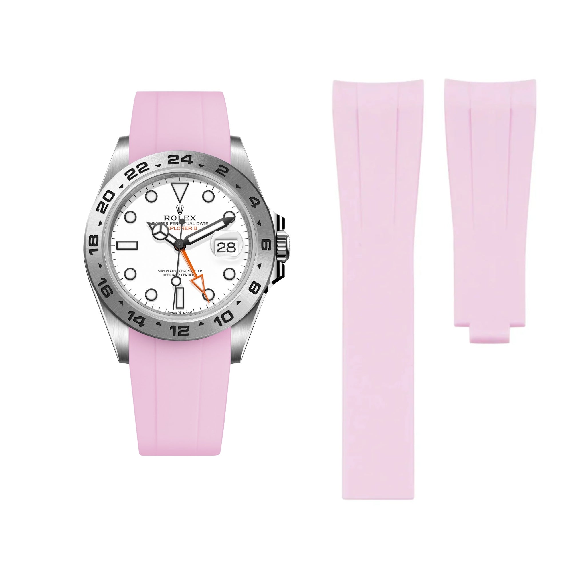 Deployant Strap - For Rolex Explorer II - Pink - Helvetus