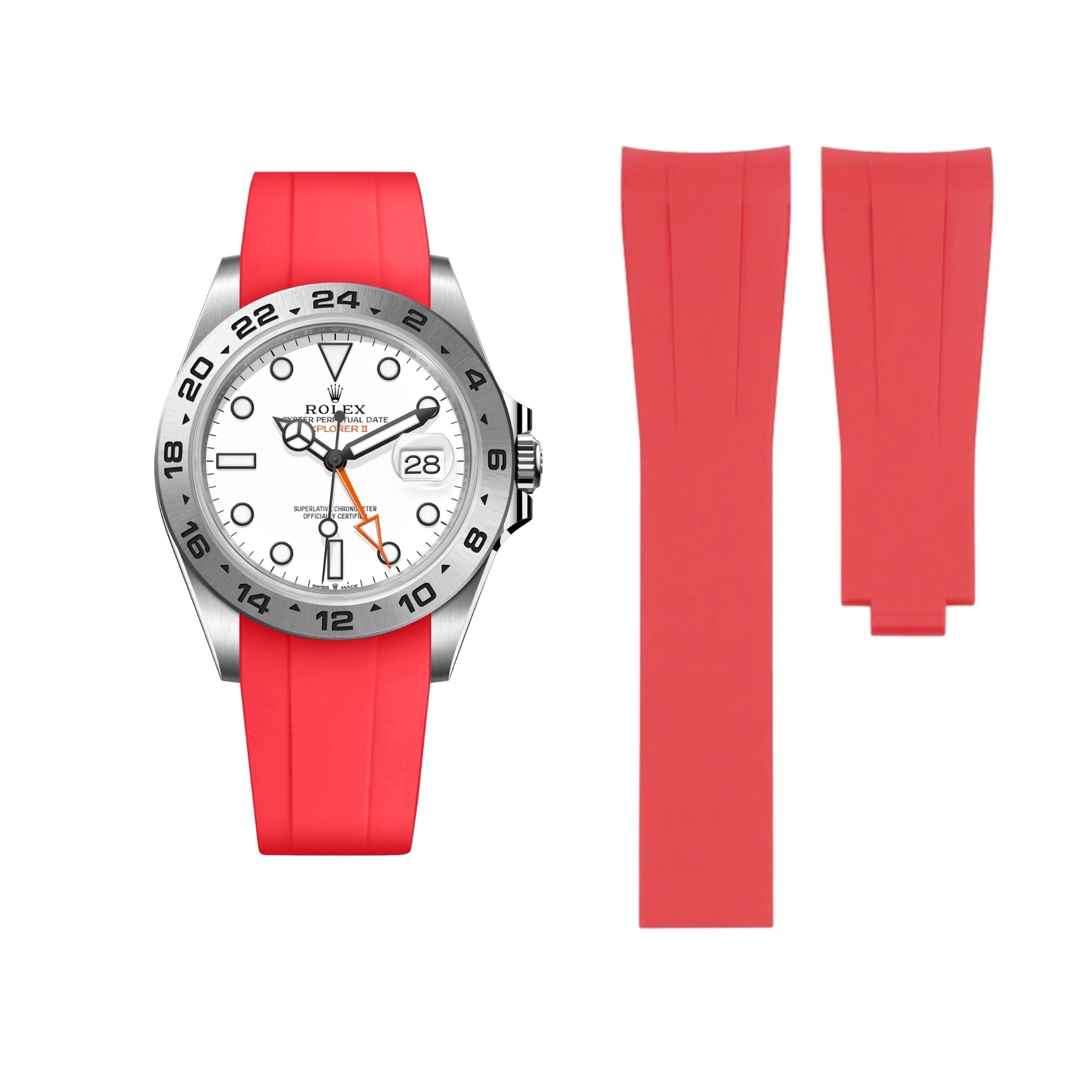 Deployant Strap - For Rolex Explorer II - Red - Helvetus