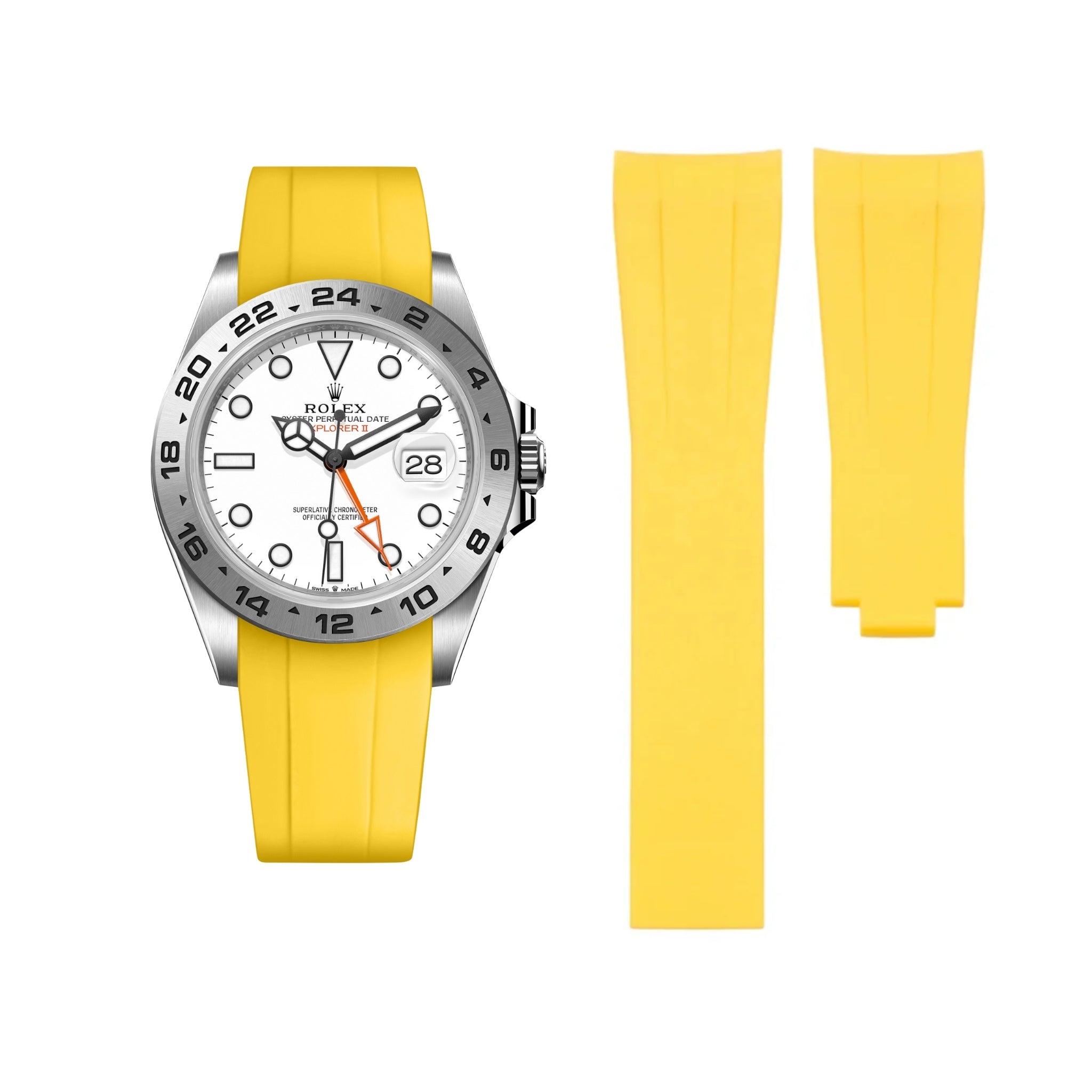 Deployant Strap - For Rolex Explorer II - Yellow - Helvetus