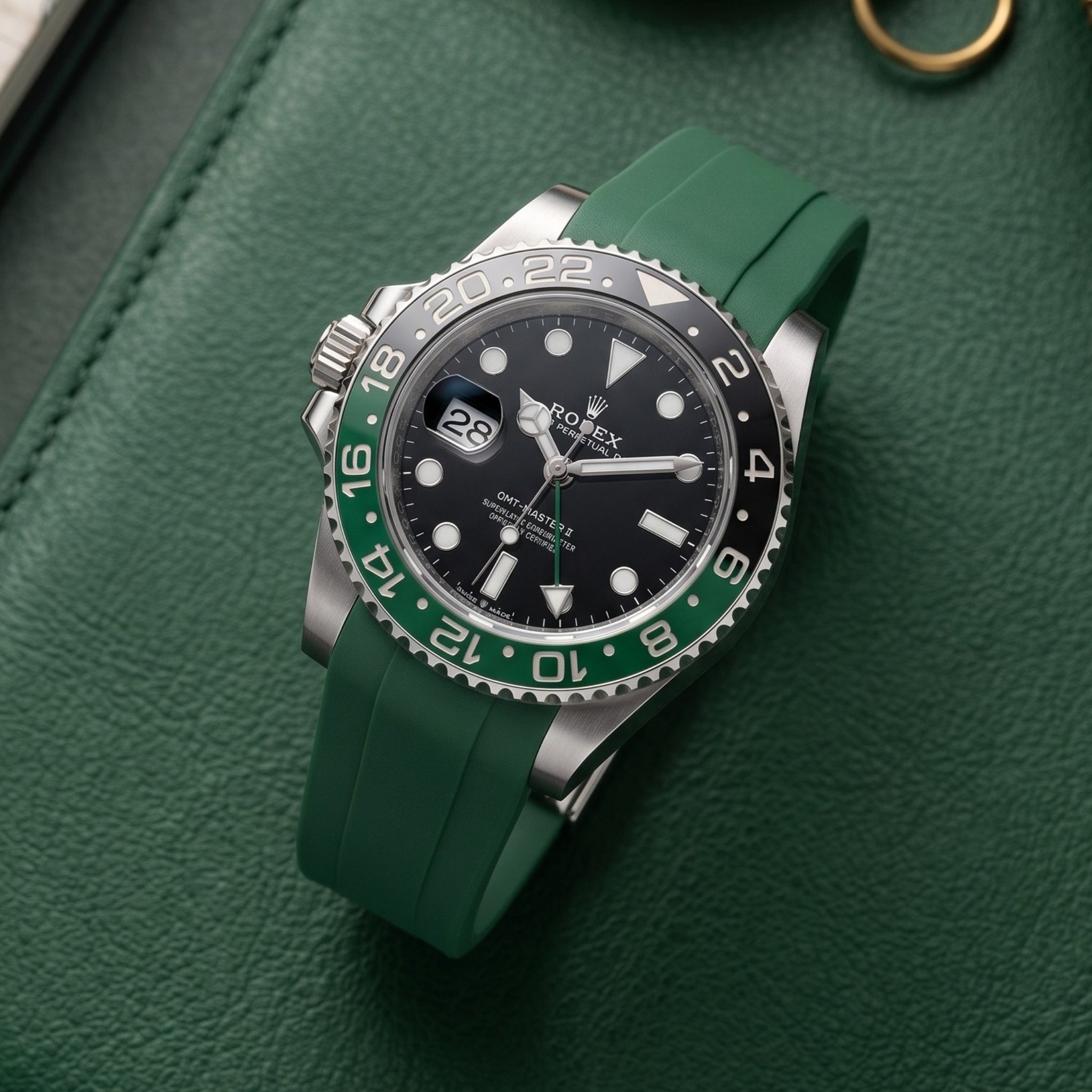 Faltschließe Kautschukarmband für Rolex GMT-Master II – Grün - Helvetus