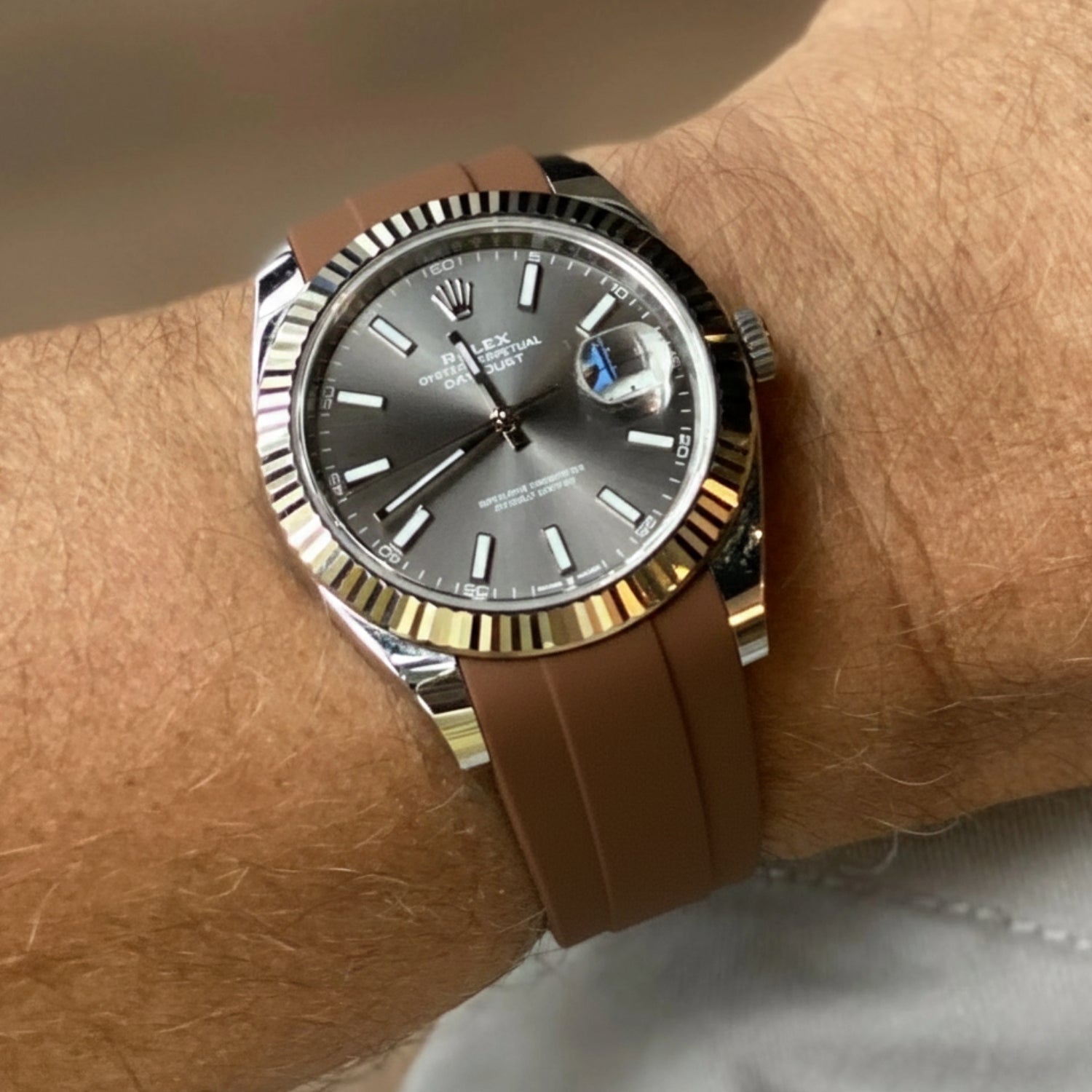 Faltschließe Kautschukarmband für Rolex Datejust 41mm – Braun - Helvetus DE