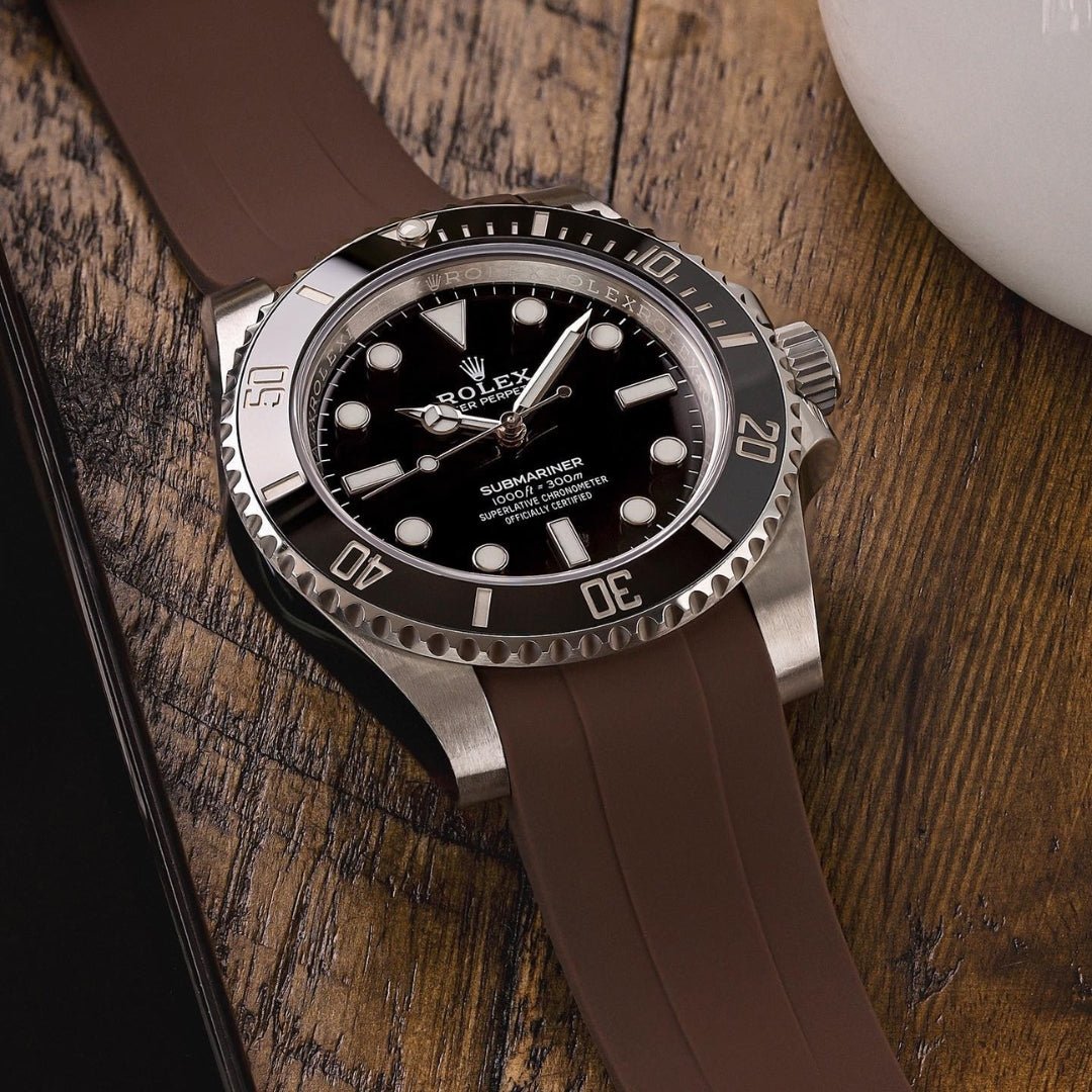 Faltschliesse Kautschukarmband für Rolex Submariner – Braun - Helvetus DE