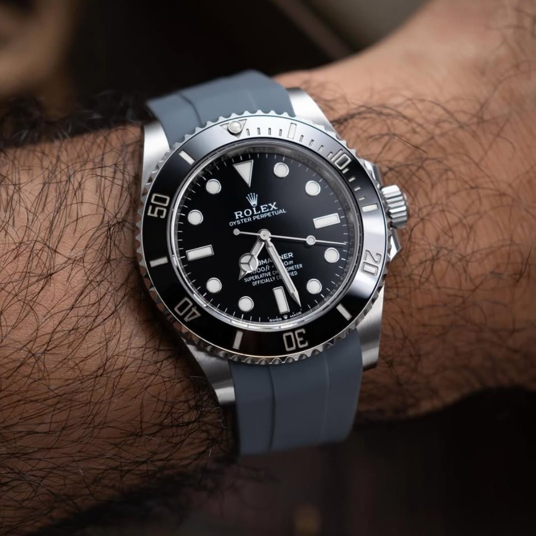 Faltschliesse Kautschukarmband für Rolex Submariner – Grau - Helvetus DE