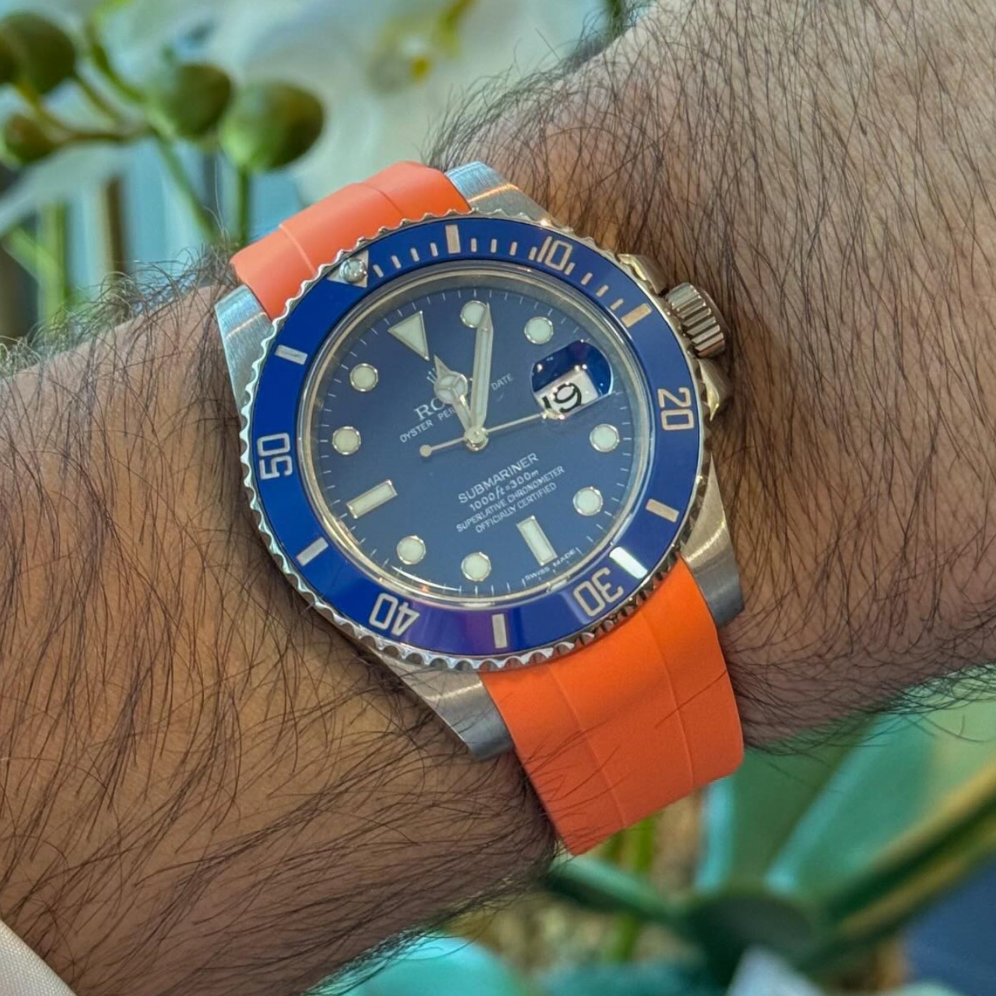 Faltschliesse Kautschukarmband für Rolex Submariner – Orange - Helvetus DE
