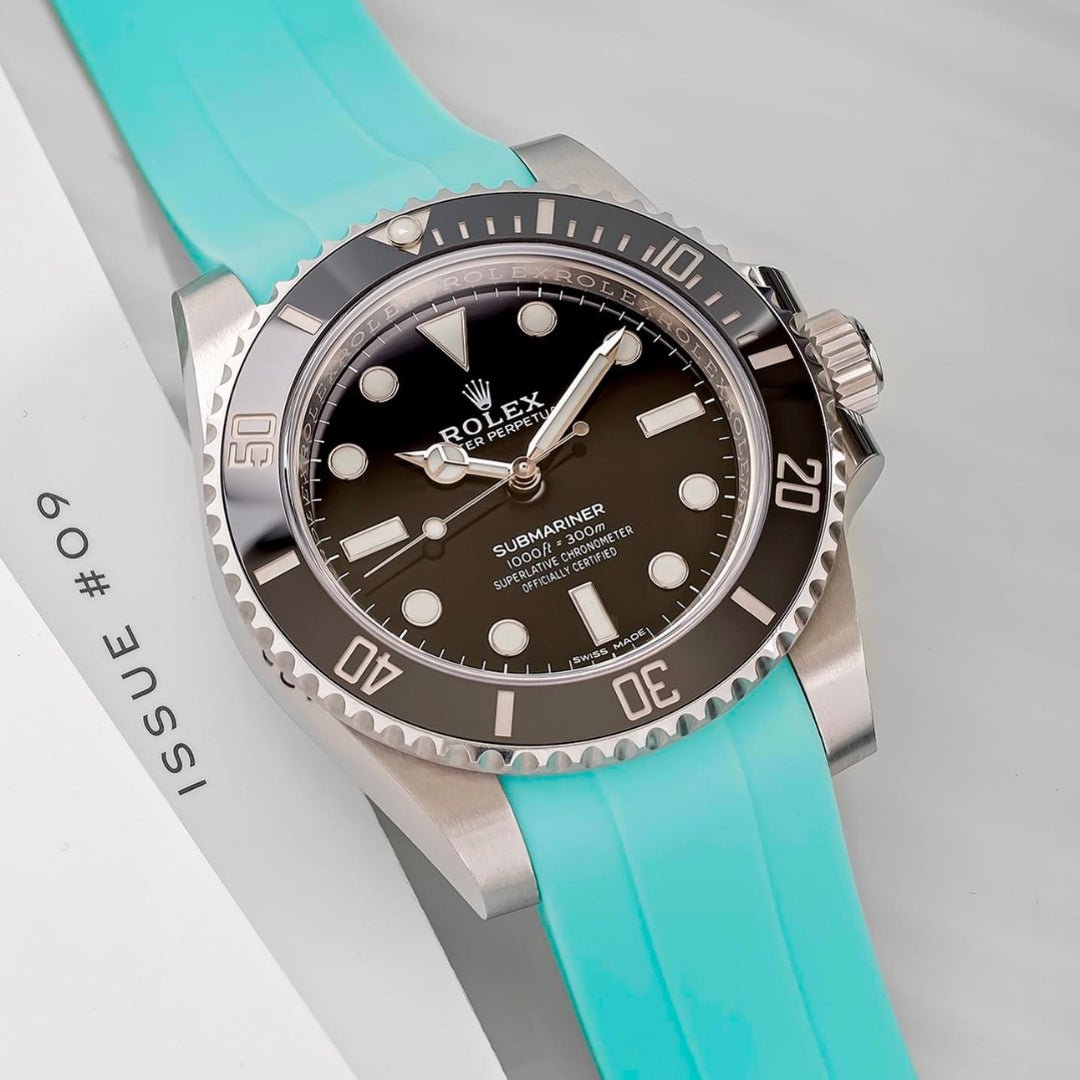 Faltschliesse Kautschukarmband für Rolex Submariner – Turkis - Helvetus DE