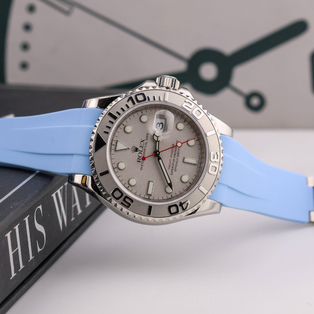Faltschließe Kautschukarmband für Rolex Yacht - Master 40mm/42mm – Baby Blau - Helvetus DE