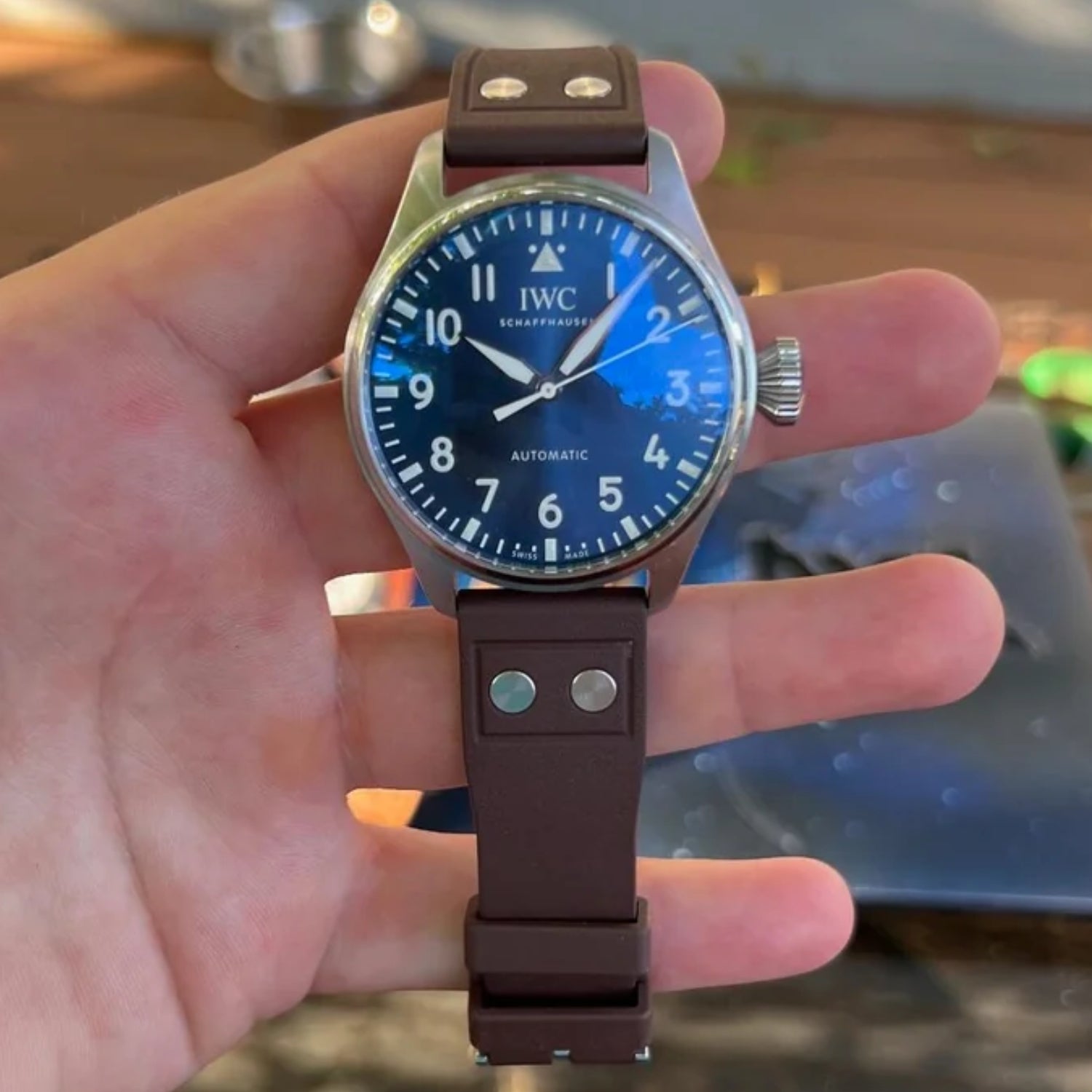 FKM Kautschukarmband – Für IWC Portugieser/Aquatimer/Alle Pilot Modelle/Portugieser/Portofino – Braun - Mit Nieten - Helvetus DE