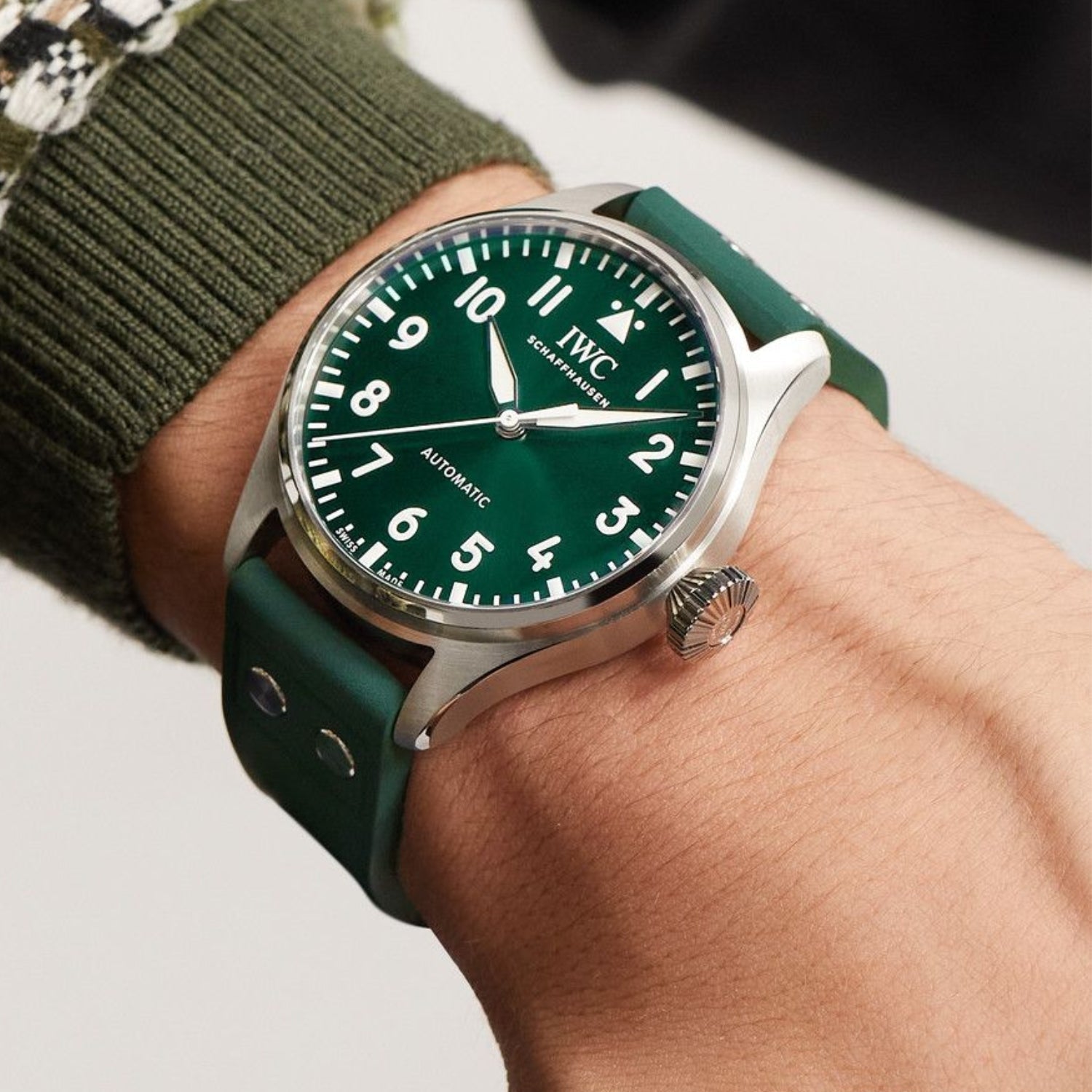 FKM Kautschukarmband – Für IWC Portugieser/Aquatimer/Alle Pilot Modelle/Portugieser/Portofino – Grün - Mit Nieten - Helvetus DE